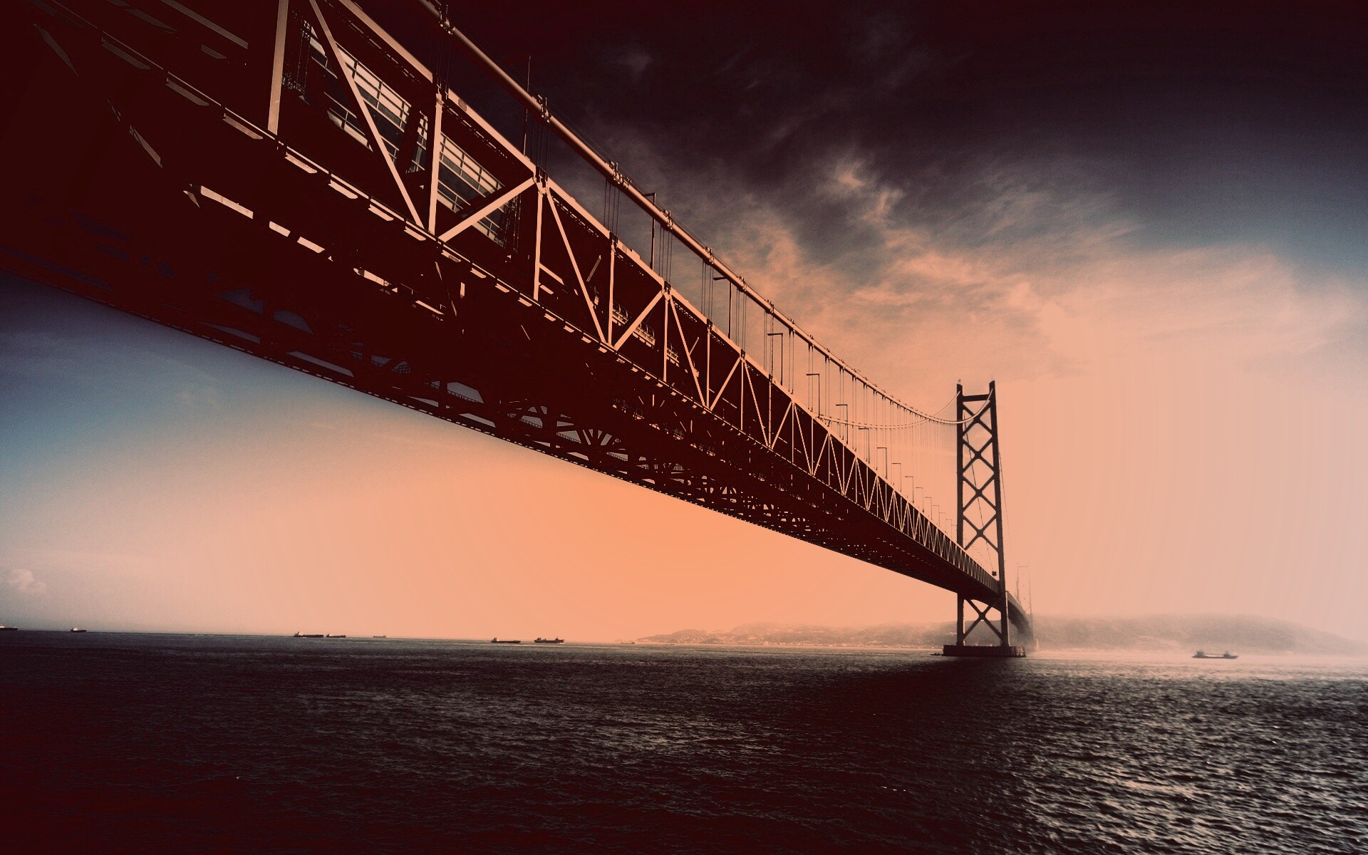 Мост Akashi Kaikyo в Японии обои