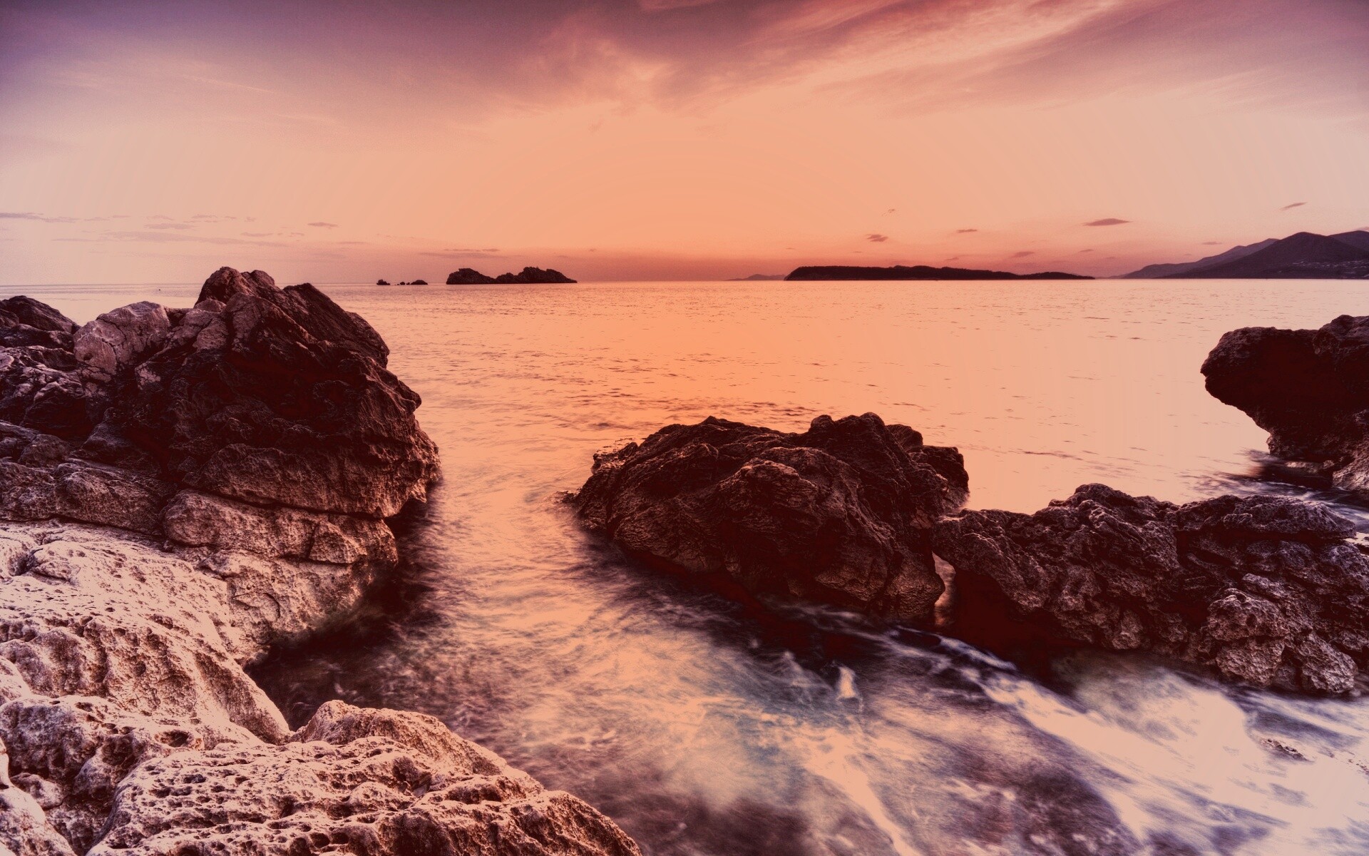 Закат на море обои