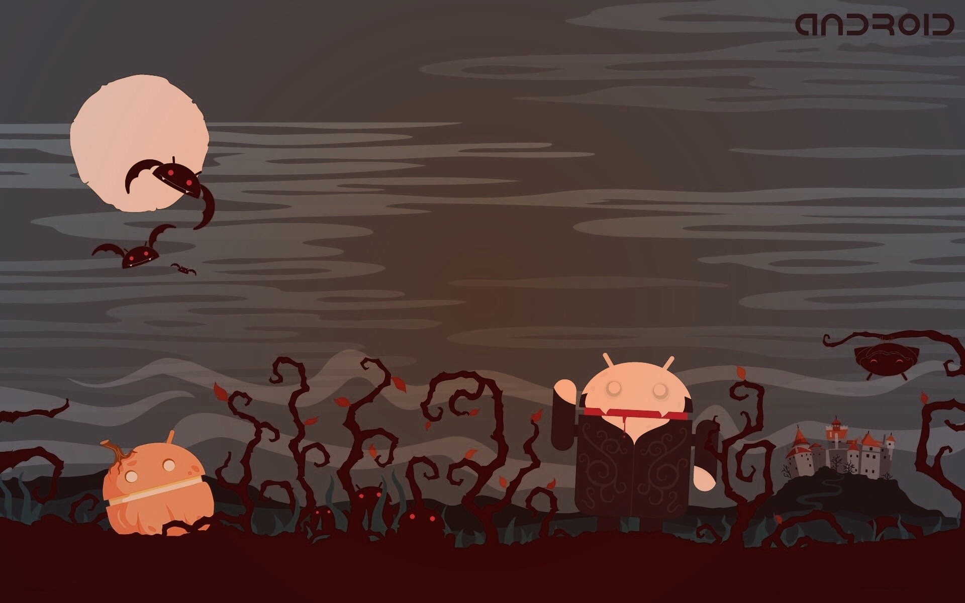 Хэллоуин в стиле Google Android обои