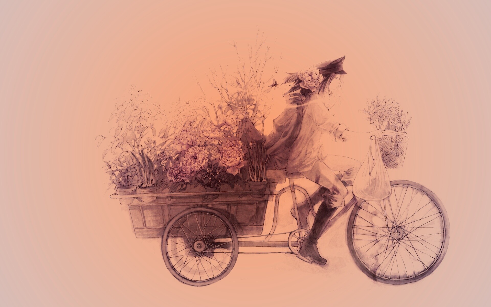 Развозчик цветов в пастельных тонах обои