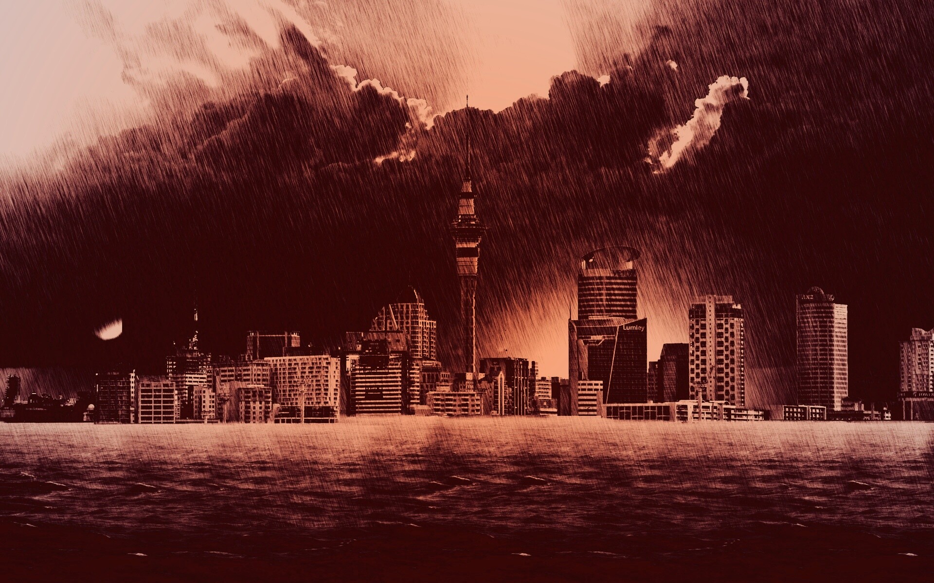 Гроза над городом обои