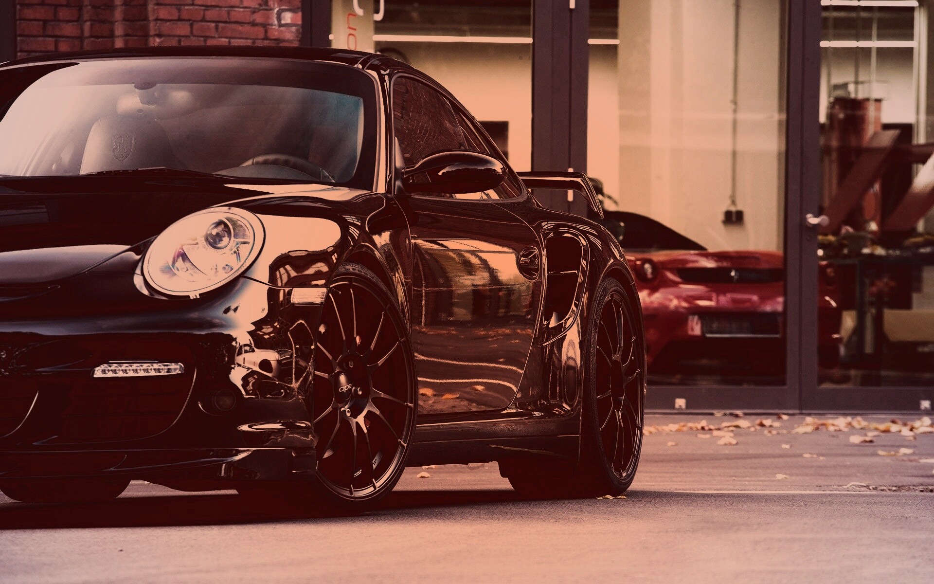 Порш на улице обои