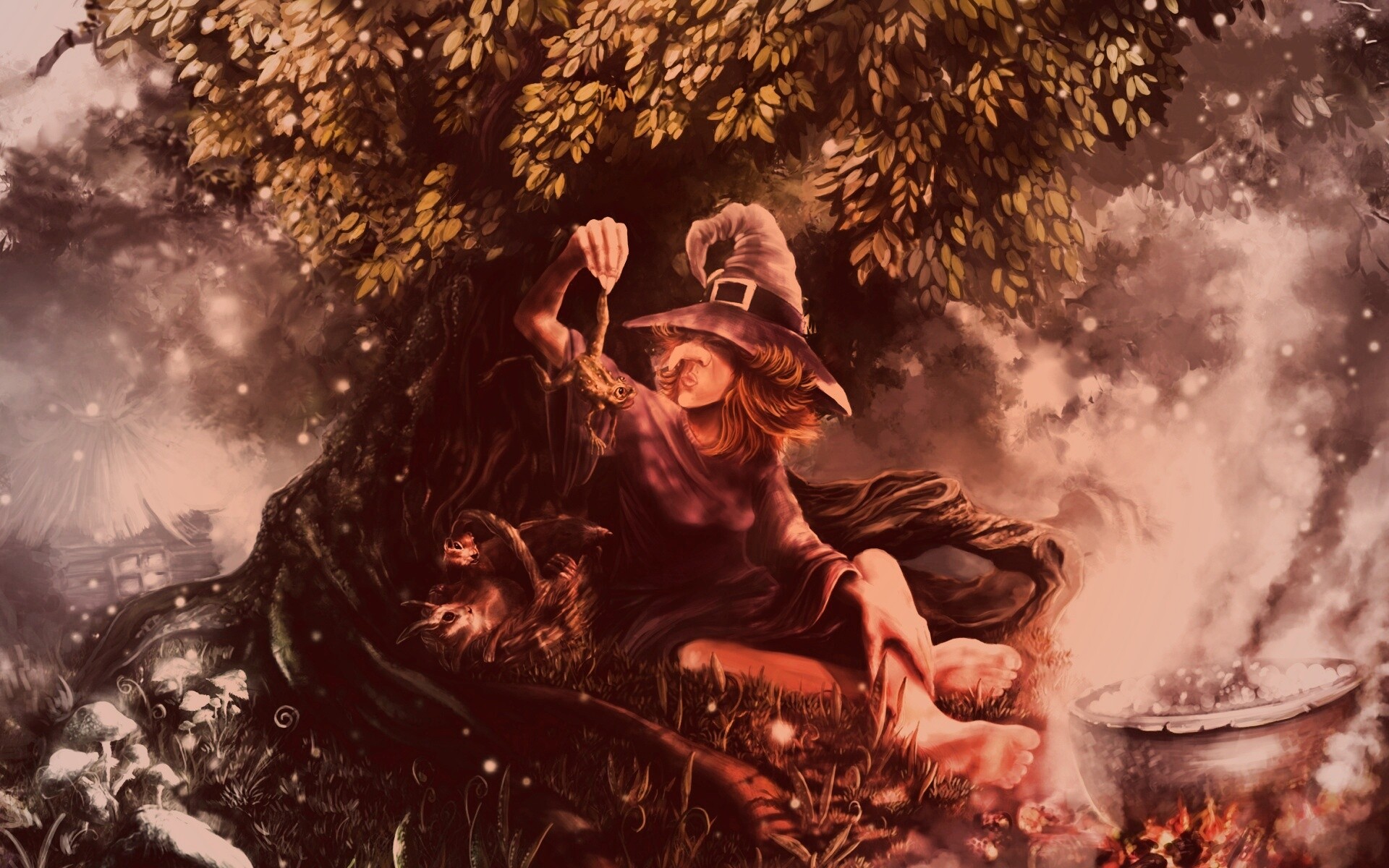 Ведьма варит зелье обои