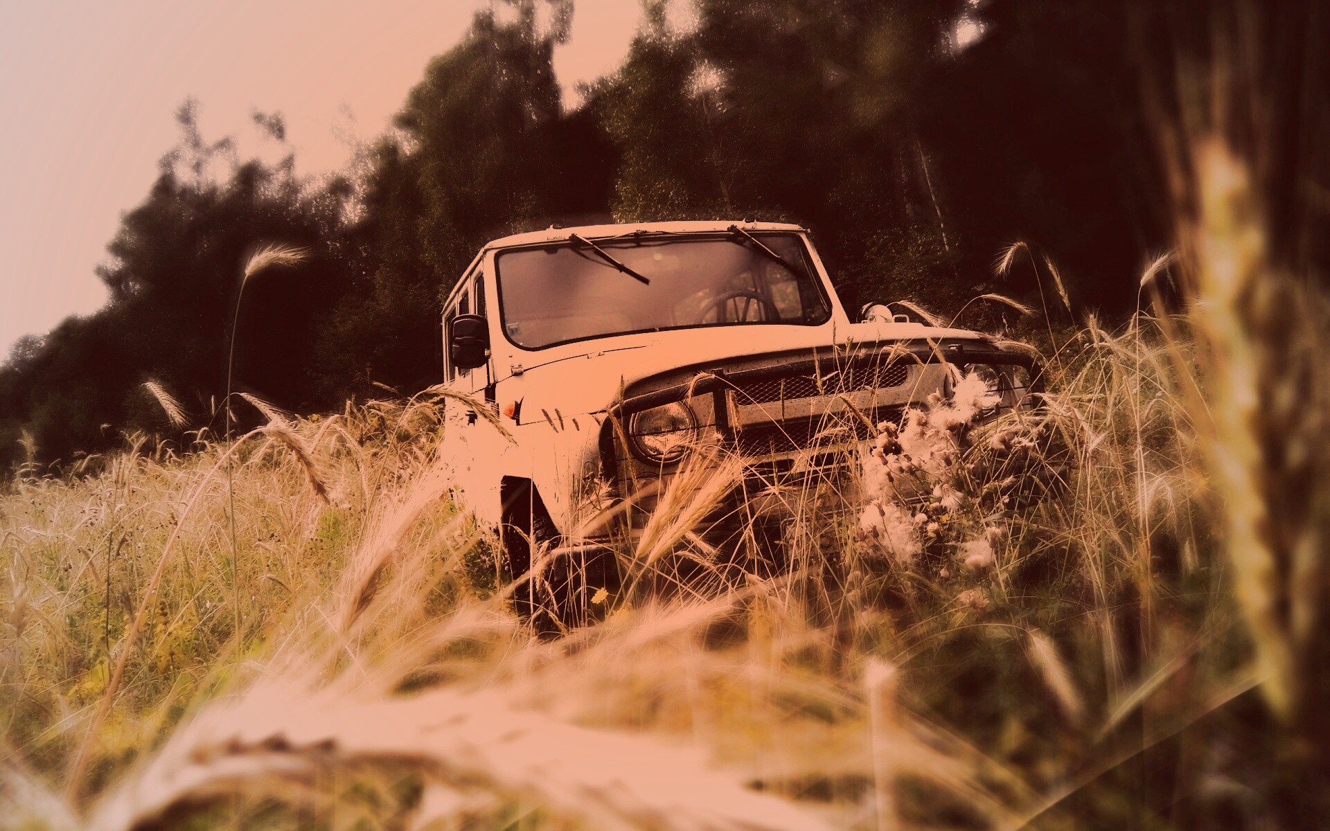 УАЗик в траве обои