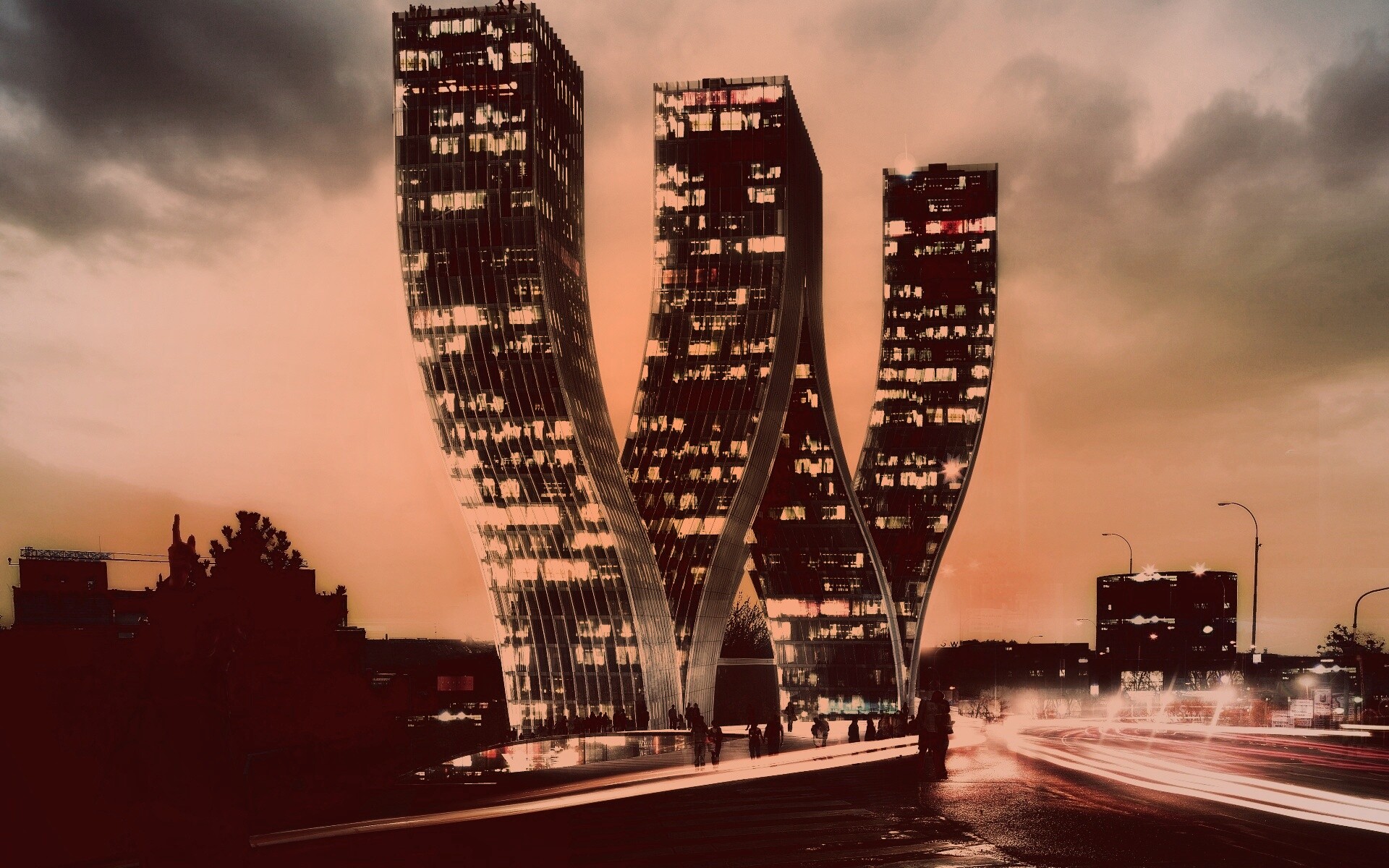 Здание в форме буквы W обои