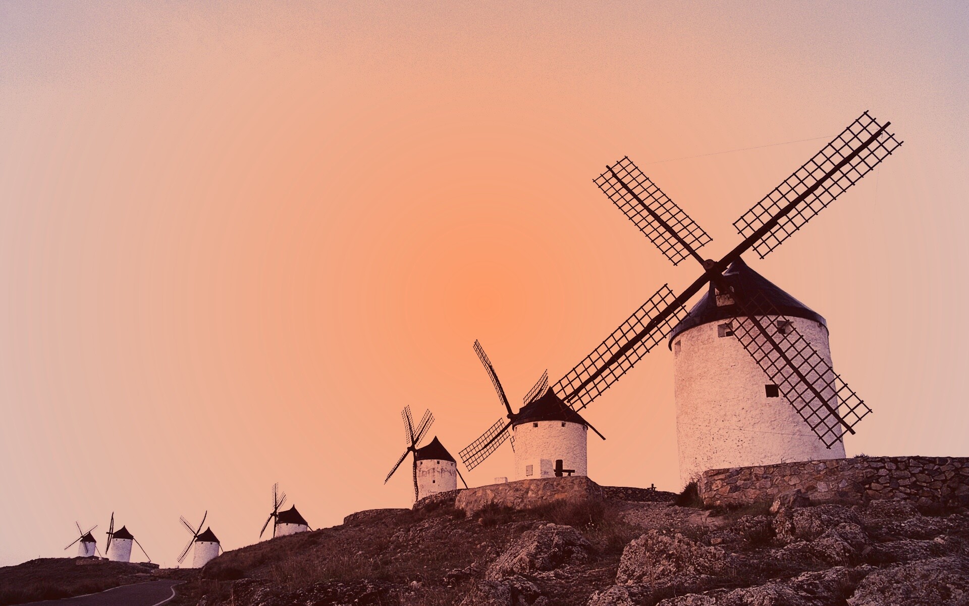 Пейзаж из ветряных мельниц обои