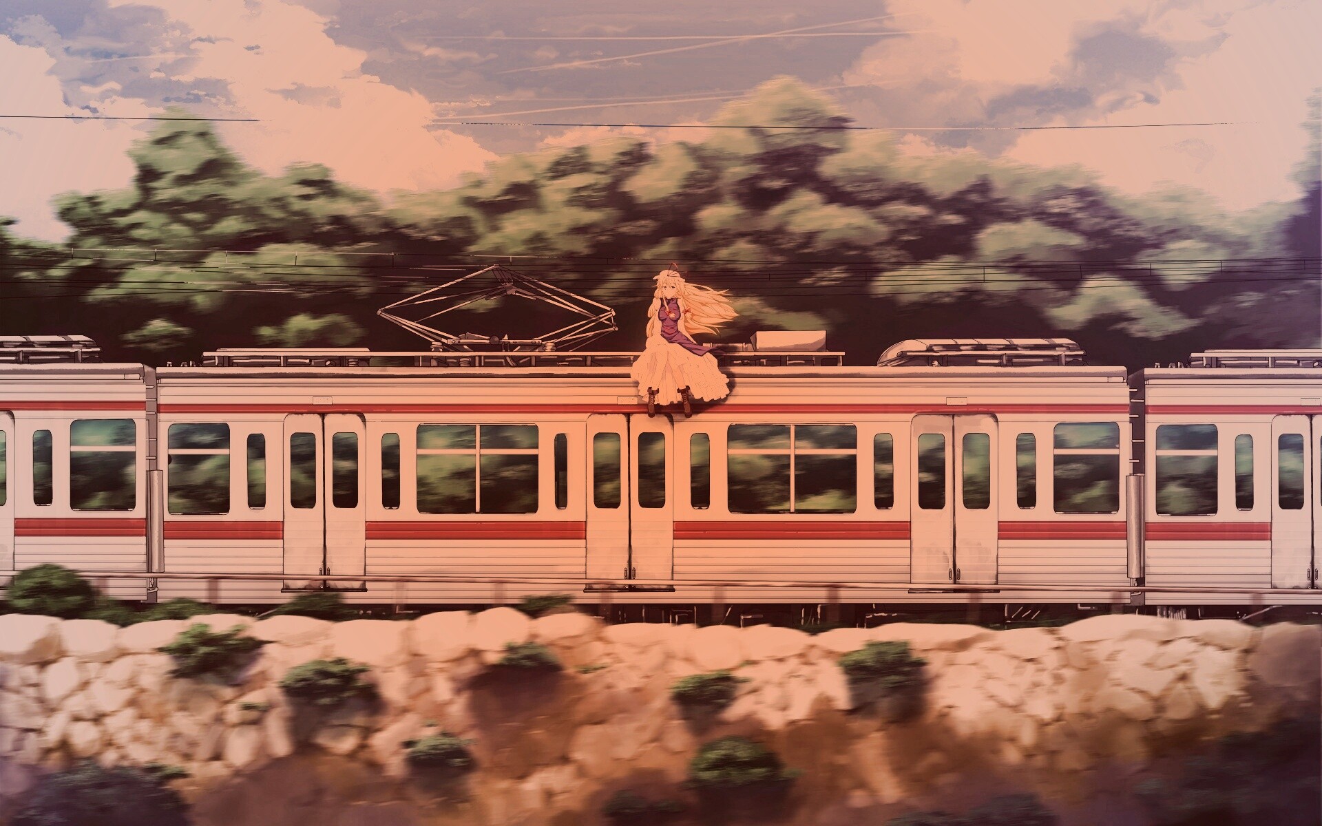 Девушка на крыше поезда обои