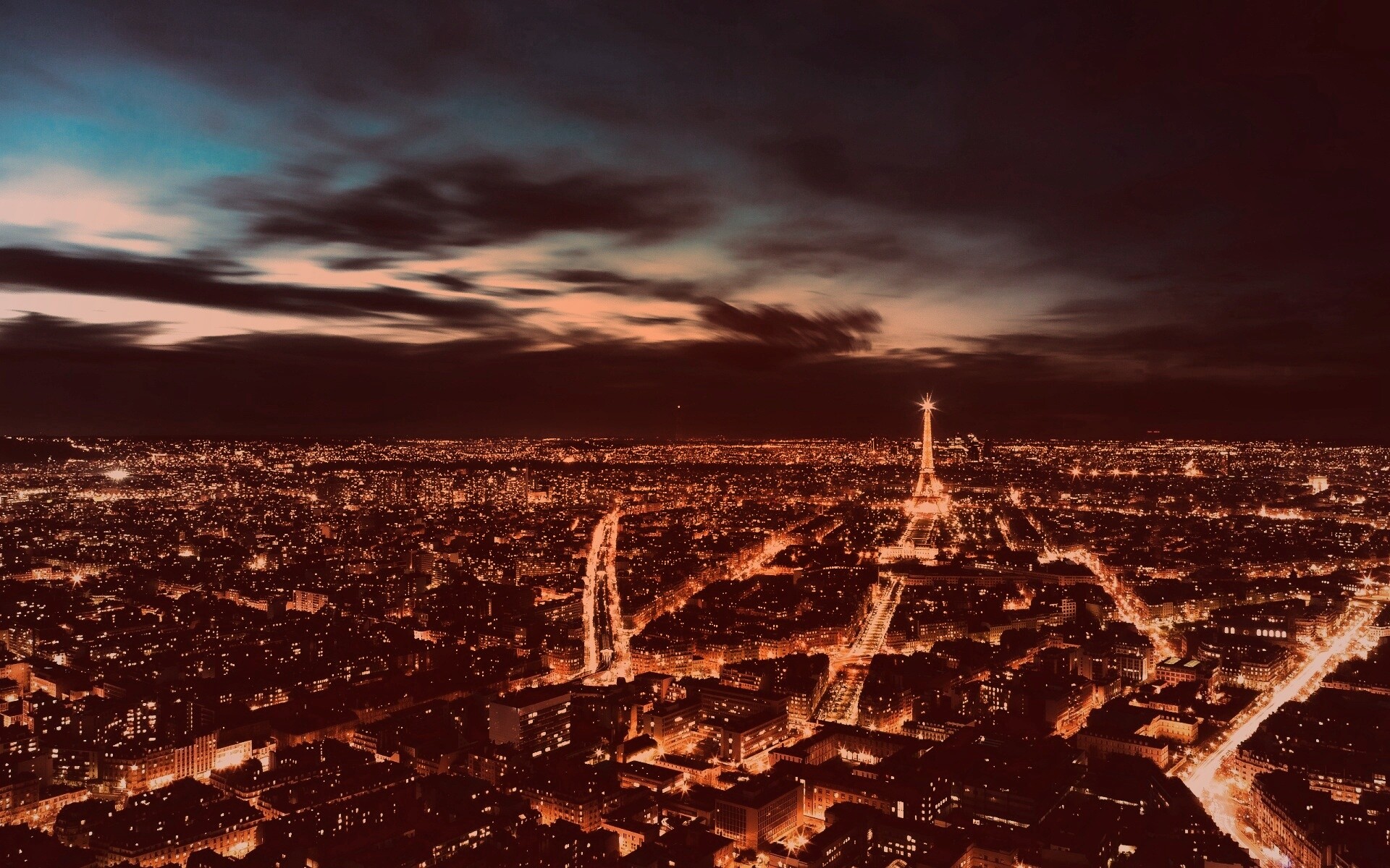 Вид на ночной Париж обои