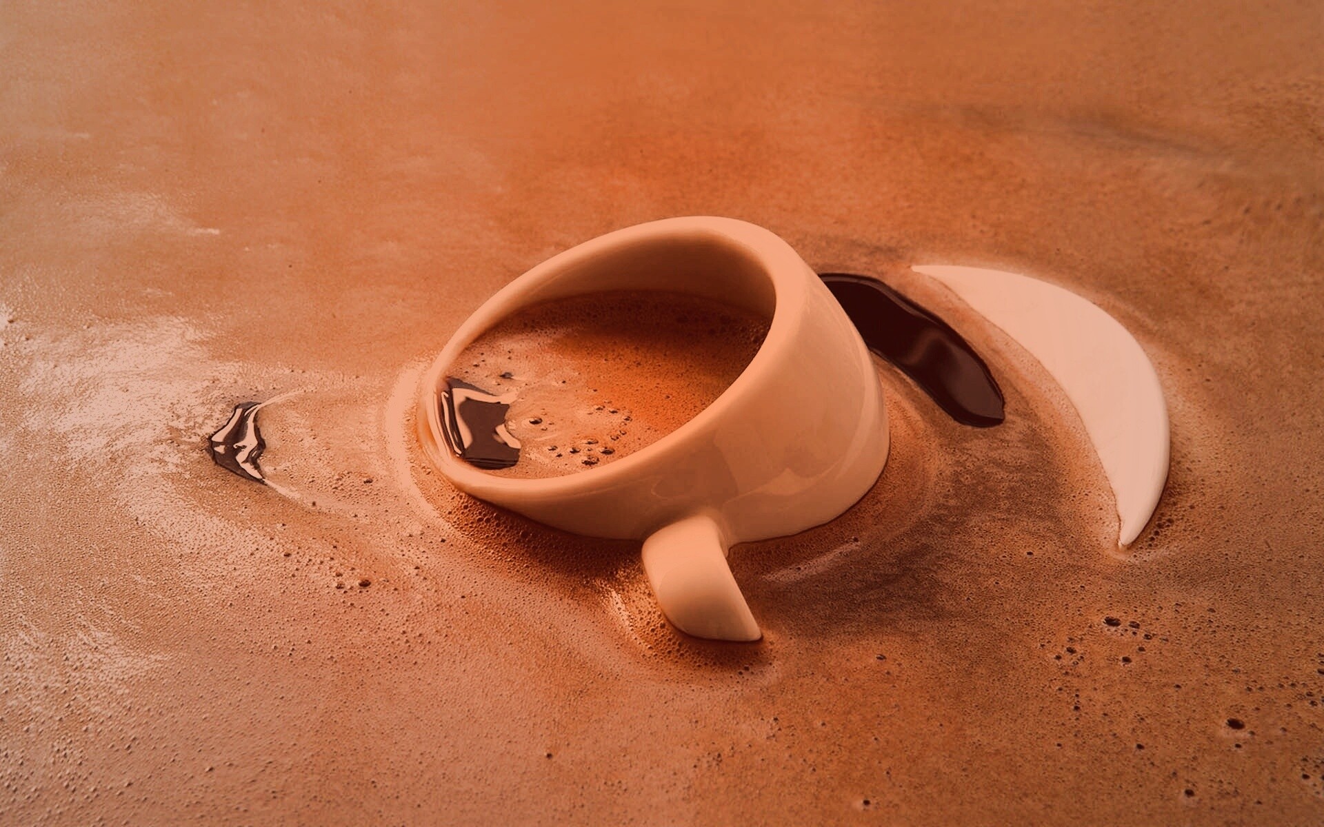 Чашка тонет в кофе обои