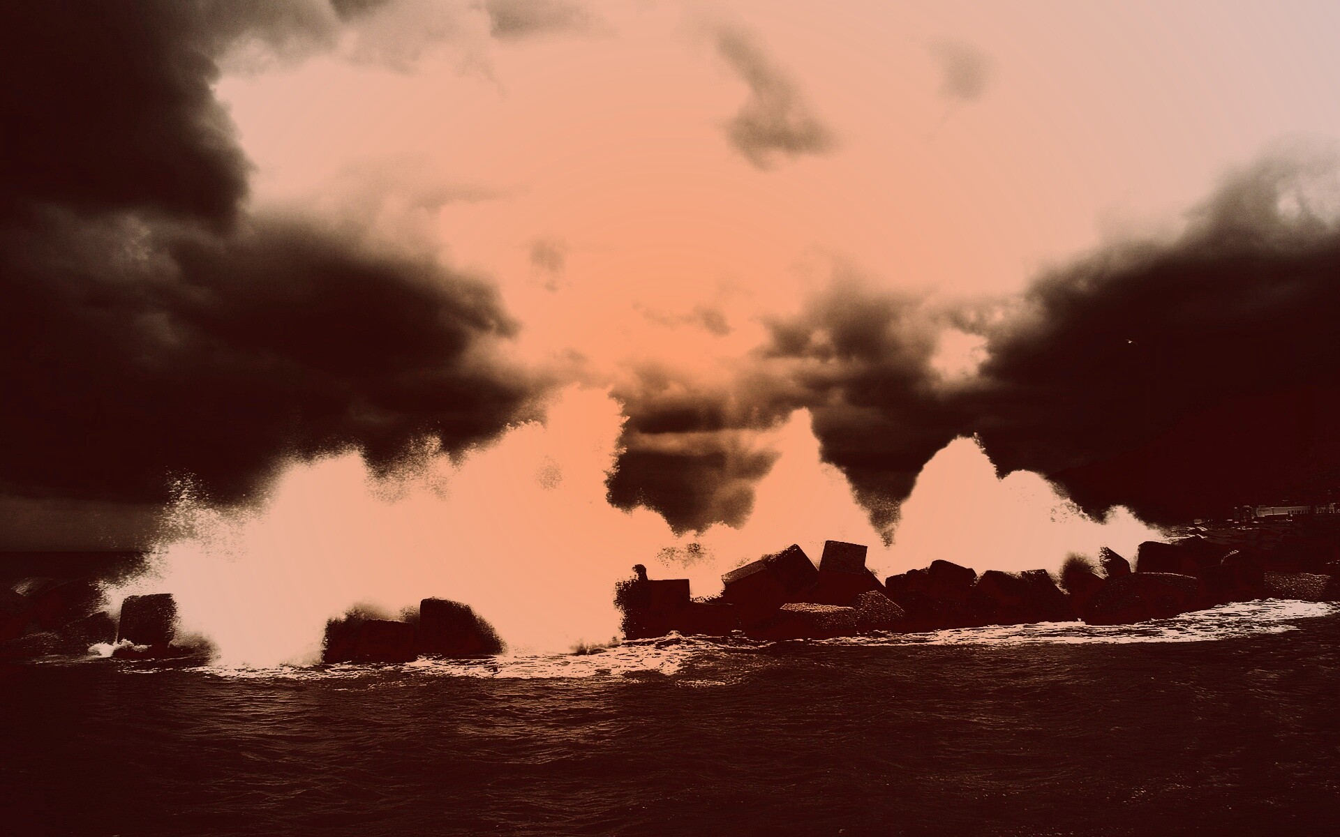Буря в океане обои