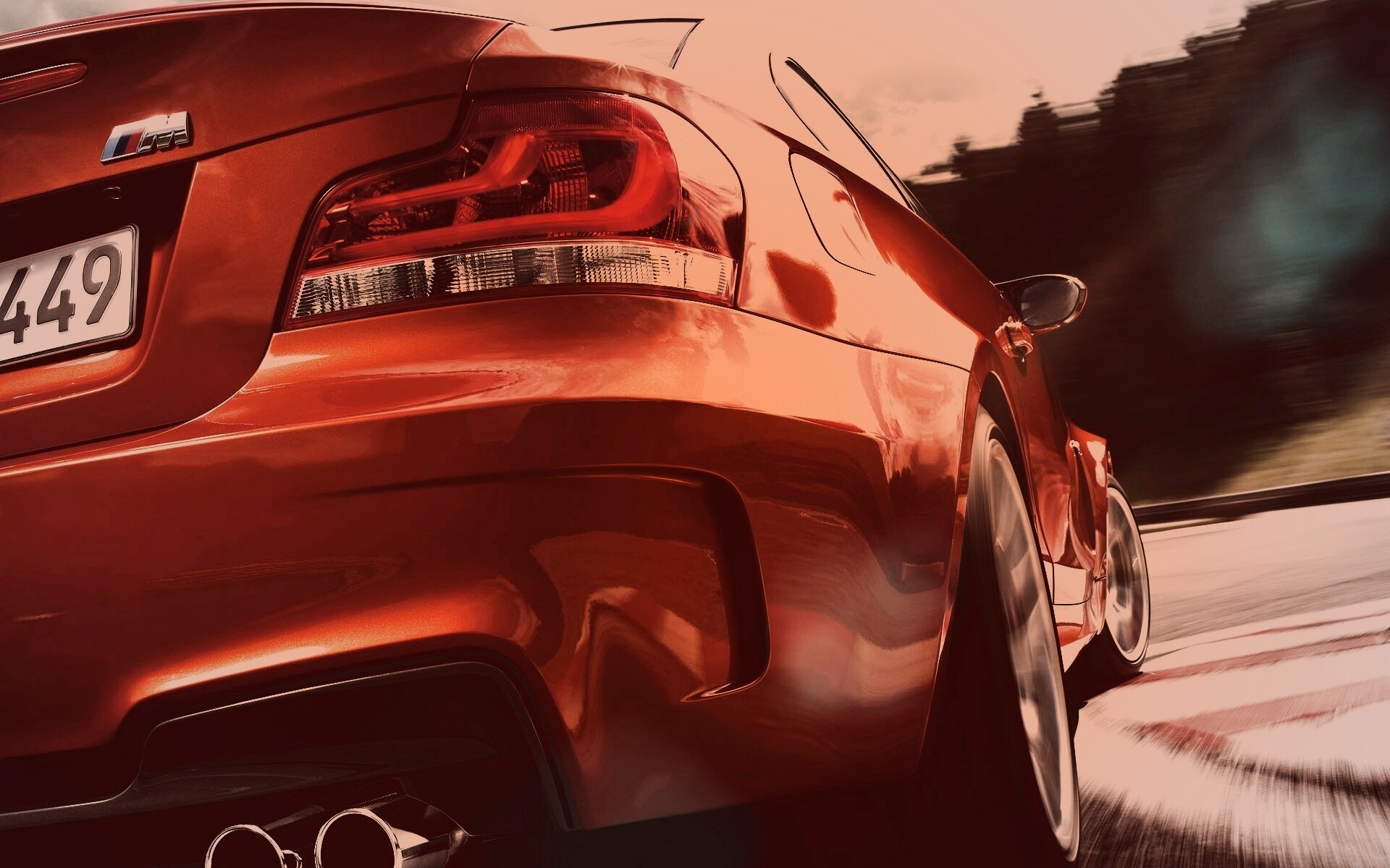 BMW входит в поворот на треке обои