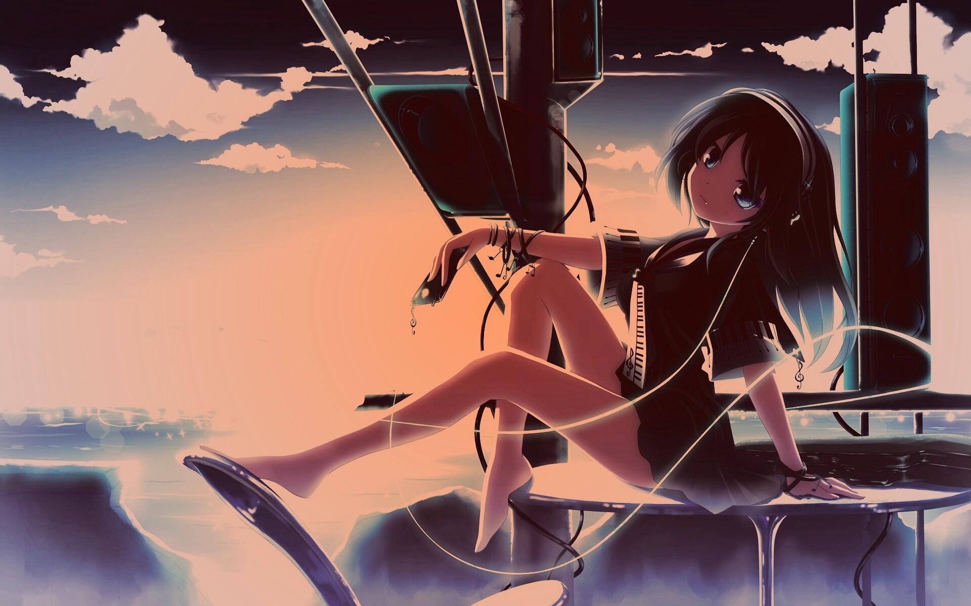 Девочка с плеером обои