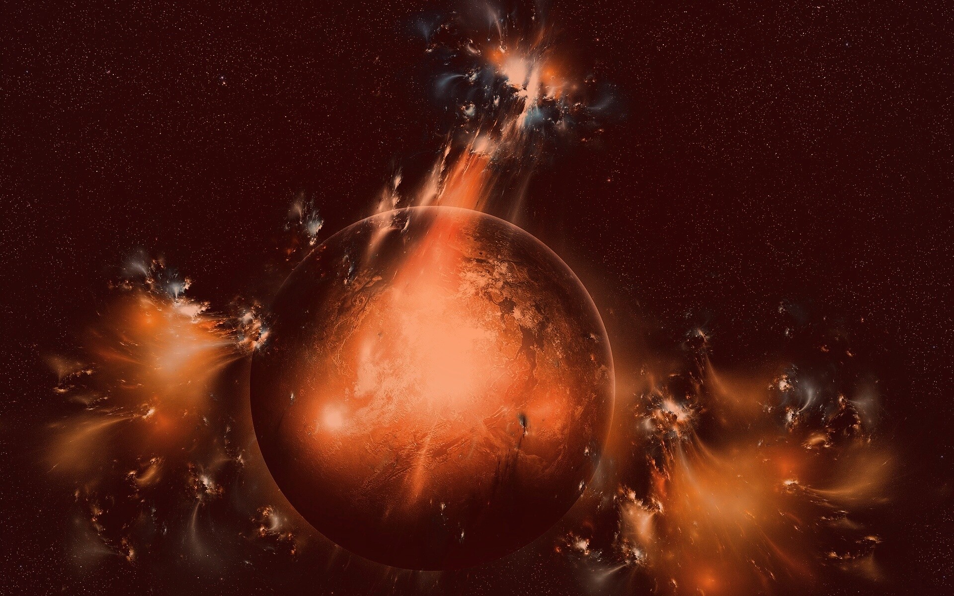 Планета в огнях обои