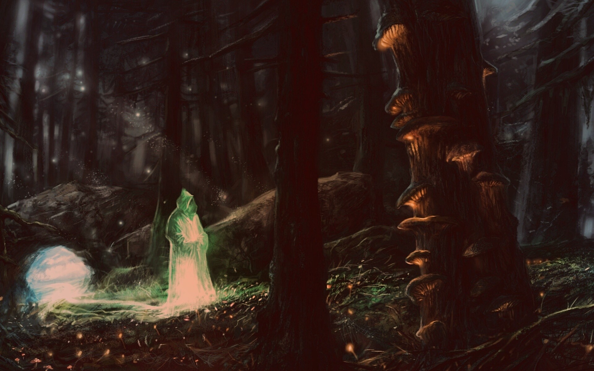 Маг света в лесу обои