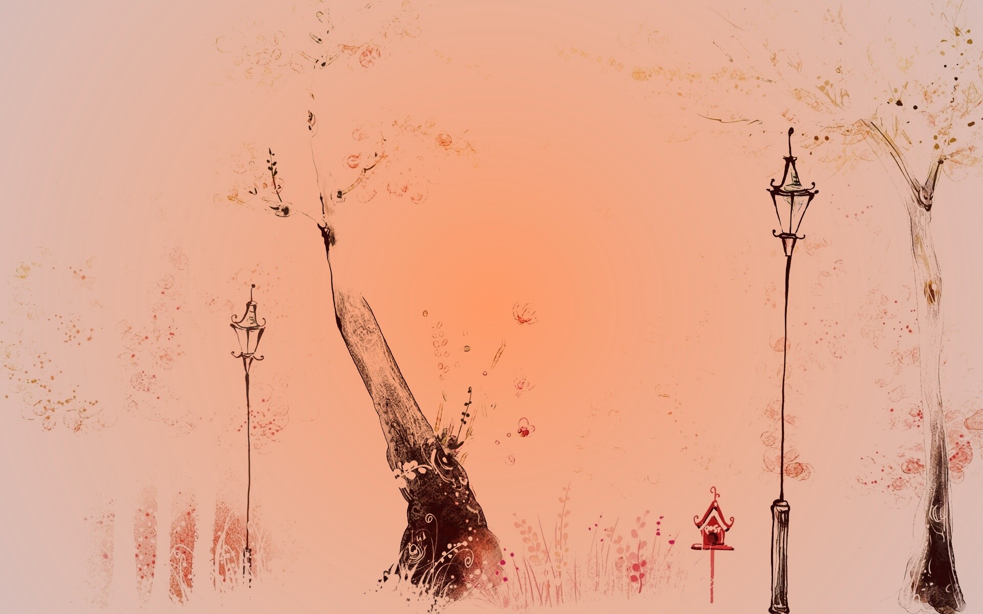 Фонари в парке обои