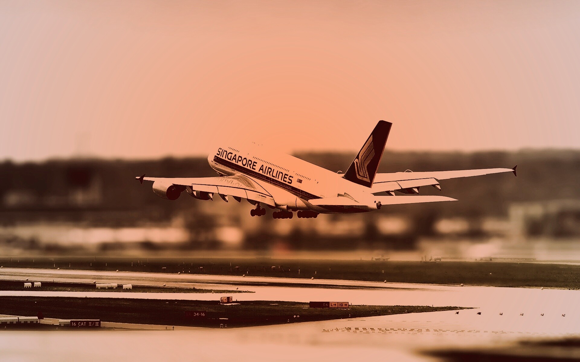 Взлет гражданского самолета обои