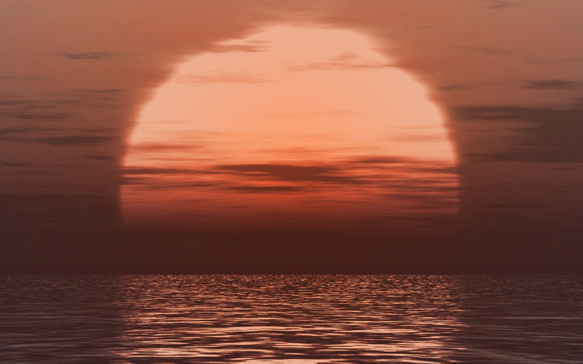Закат над морской гладью обои