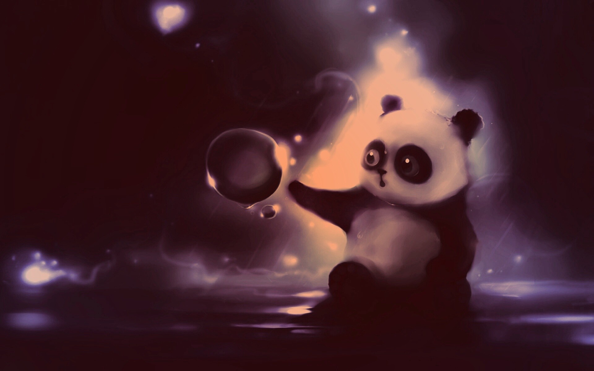 Панда и пузырек обои