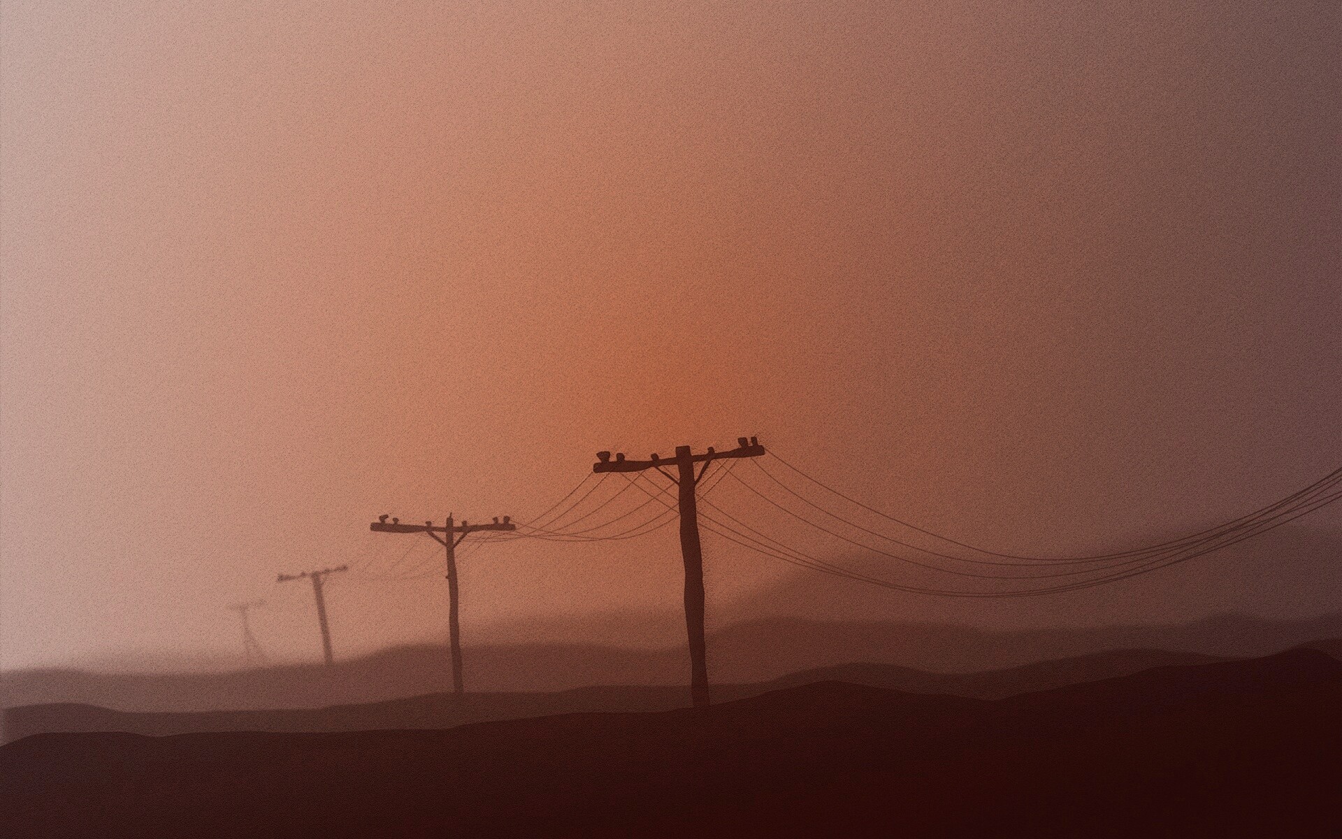 Столбы в тумане обои