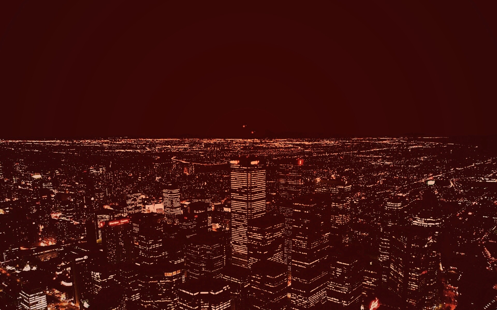 Вид на здания ночного города обои