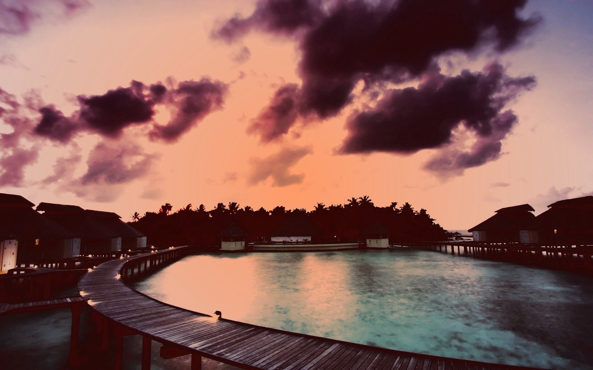 Бунгало на воде обои