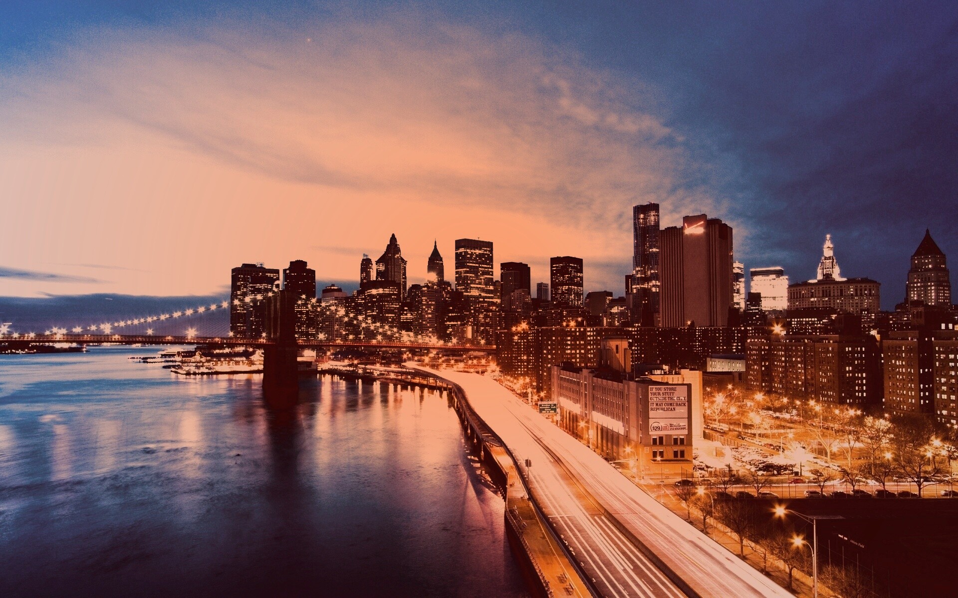 Город светит окнами в ночи обои