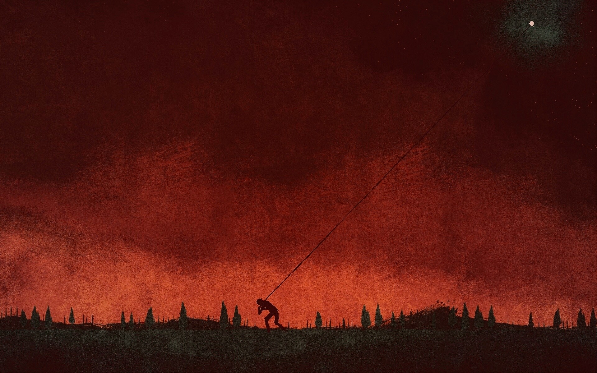 Человек тянущий звезду обои