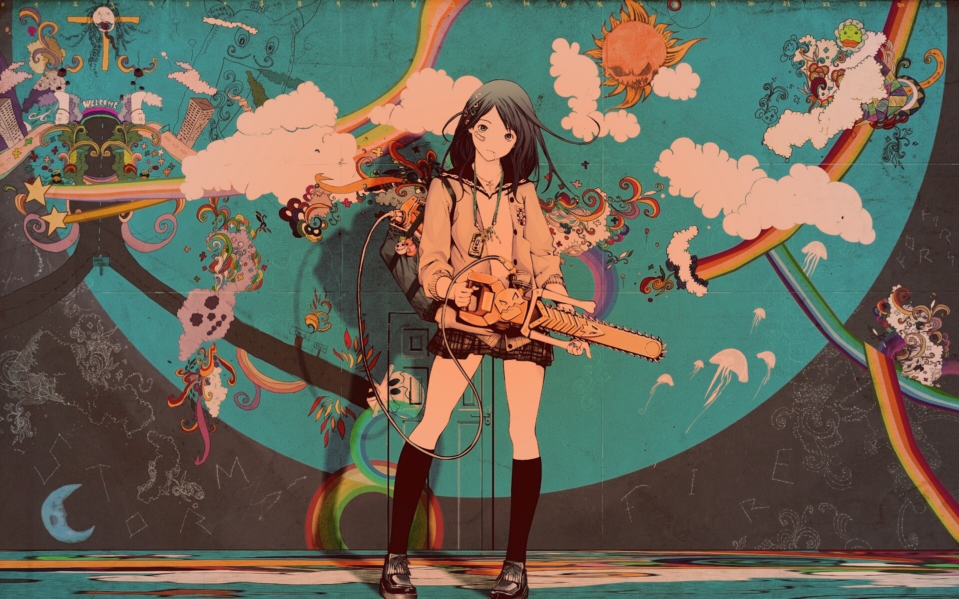 Девушка с бензопилой обои