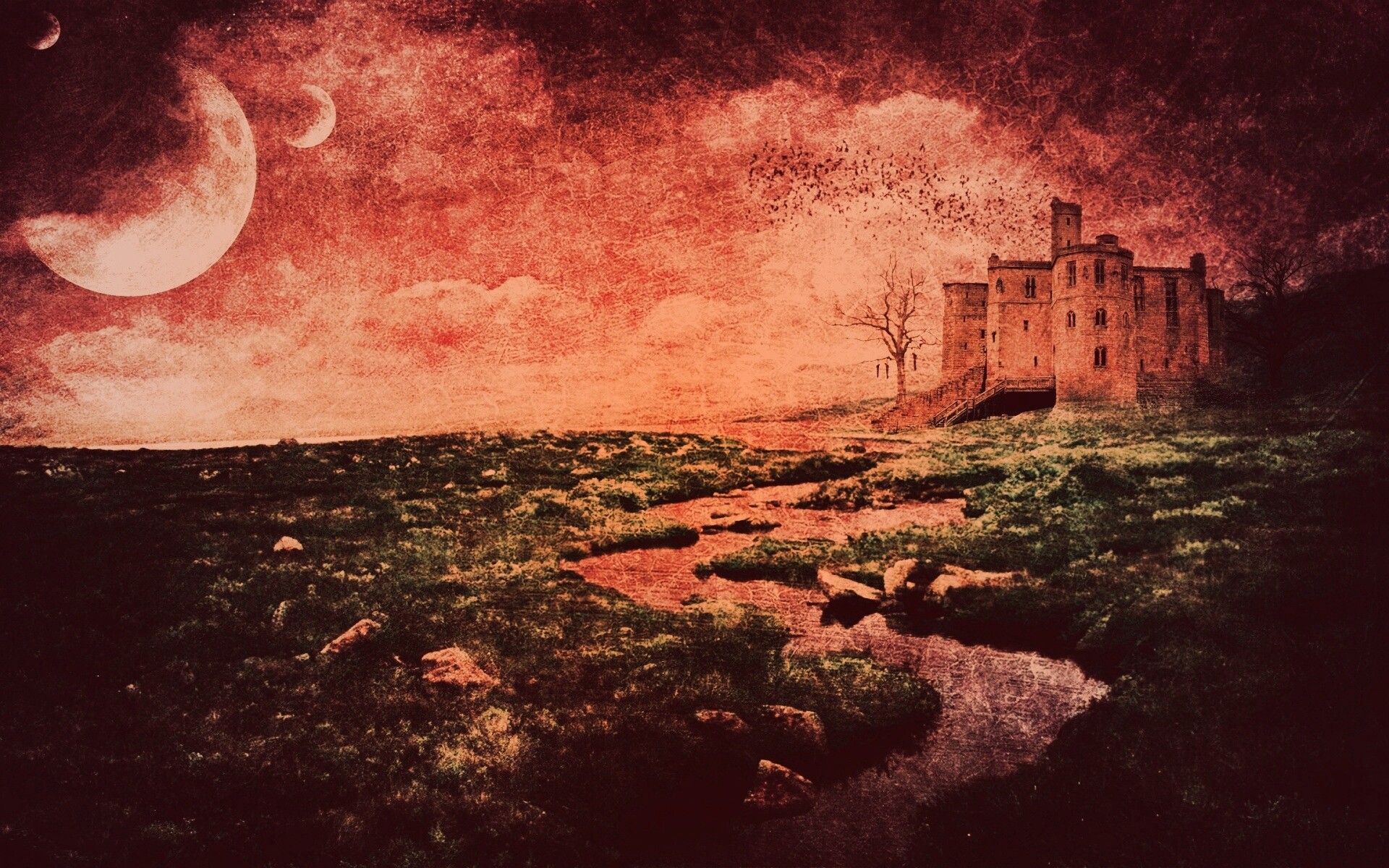 Старинный пейзаж с замком обои