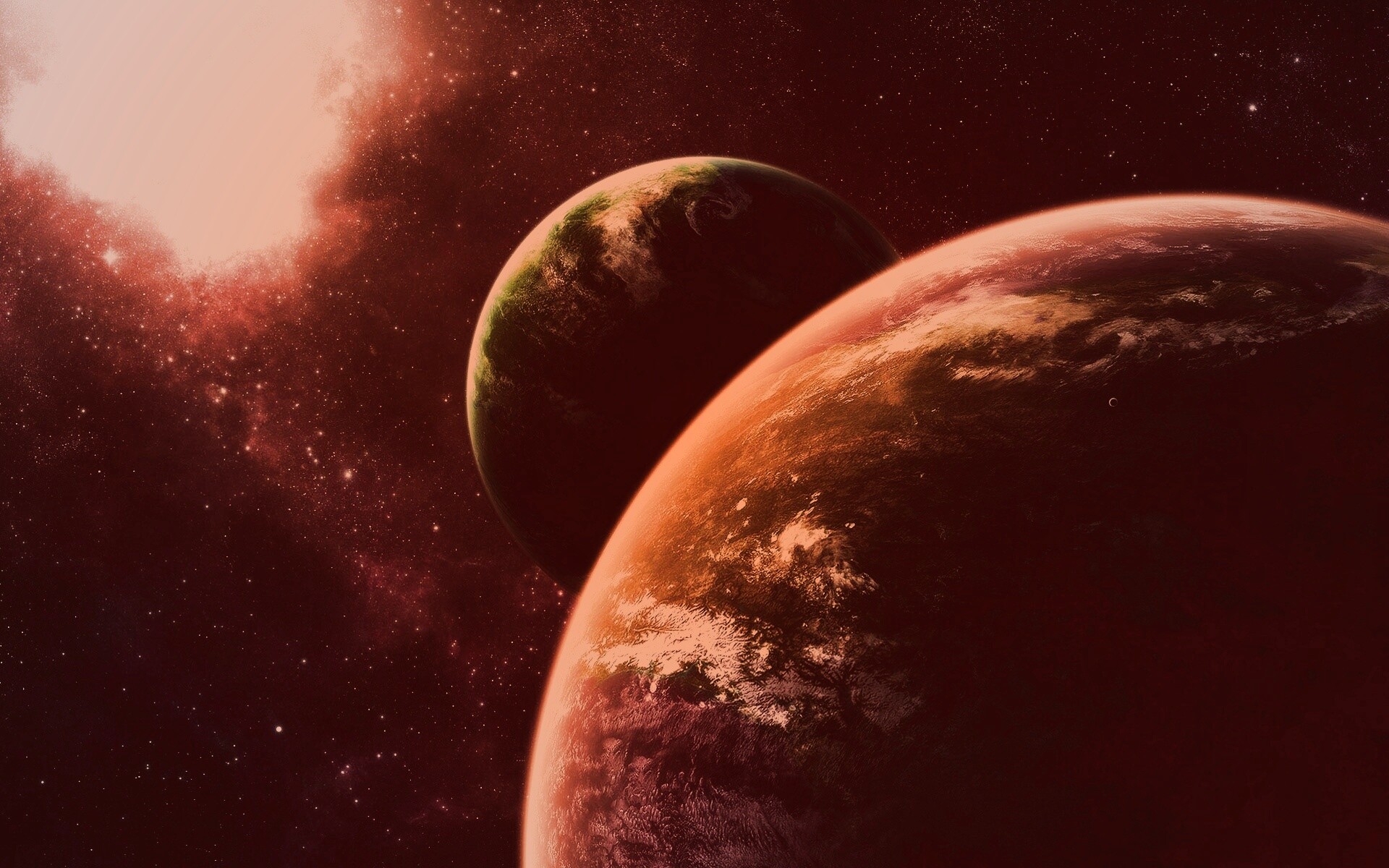 Две планеты в космосе обои