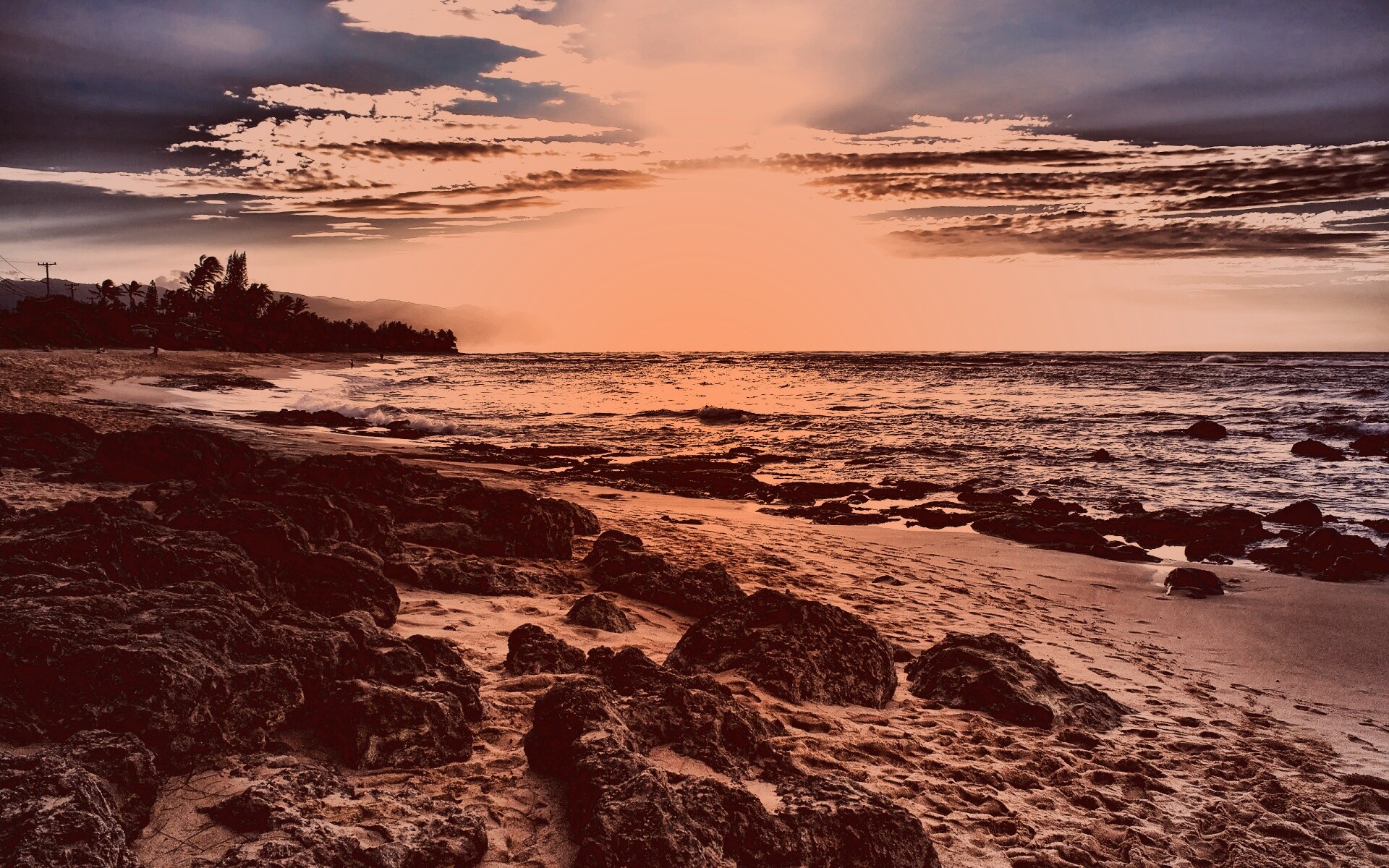 Закат на море обои