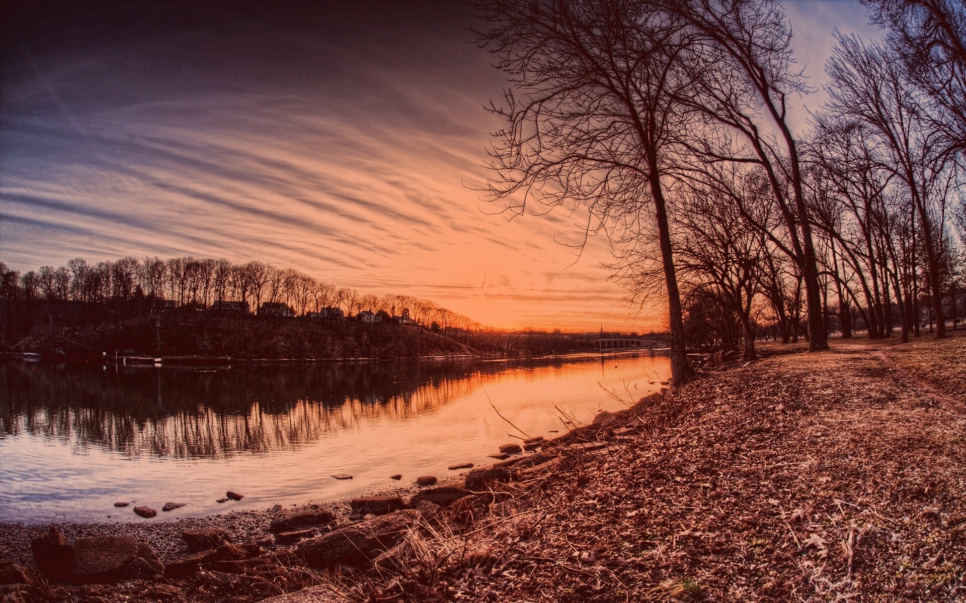 Осенний закат обои