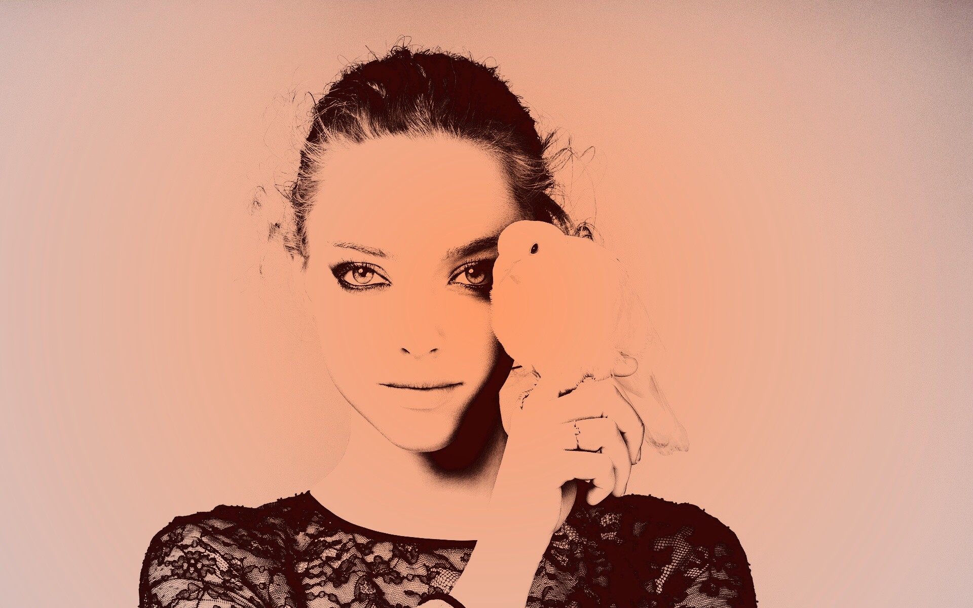 Девушка и попугай обои