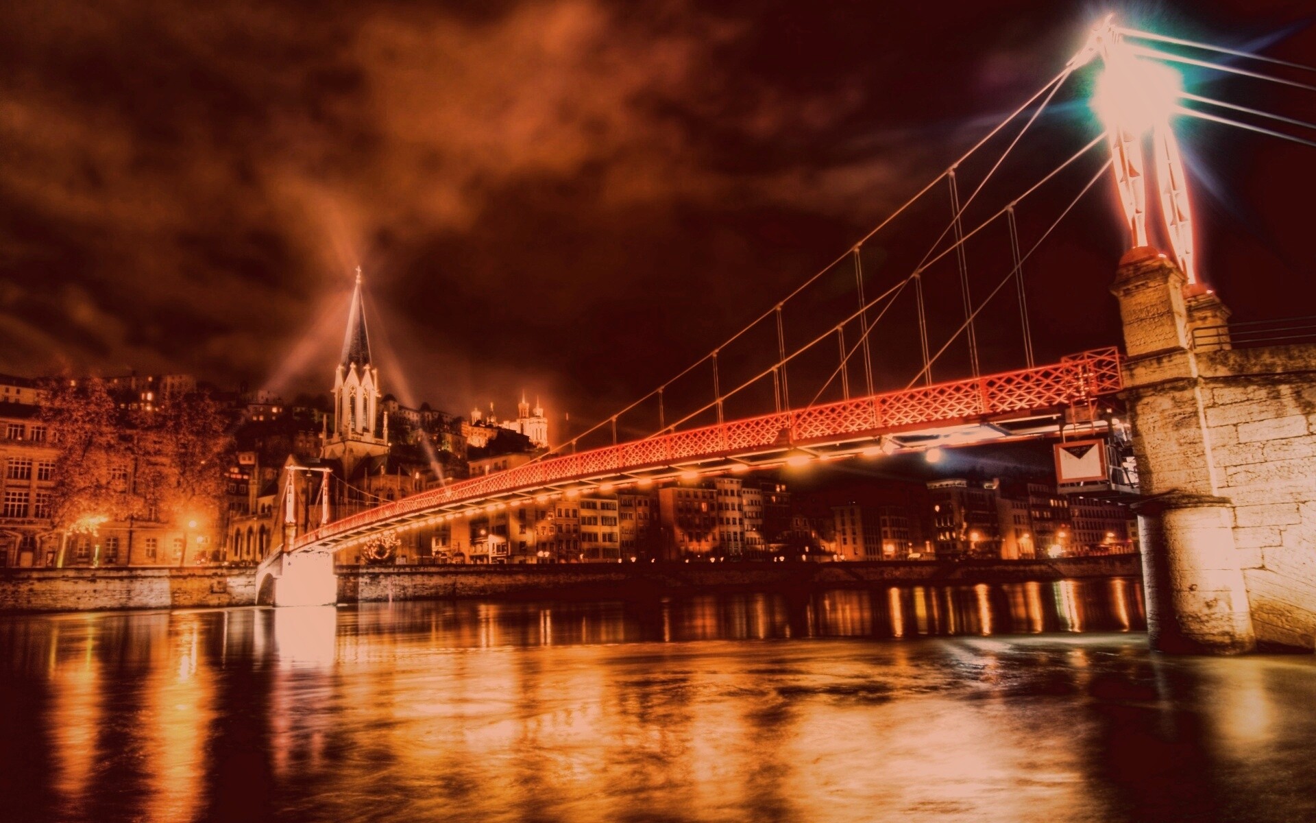 Ночная подсветка моста обои