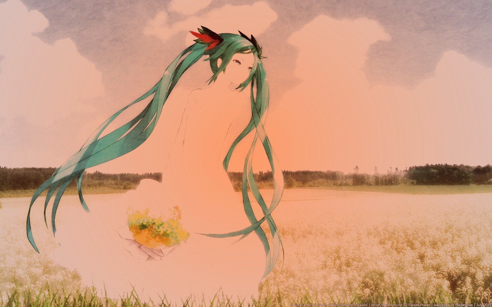 Хатсуне в поле обои