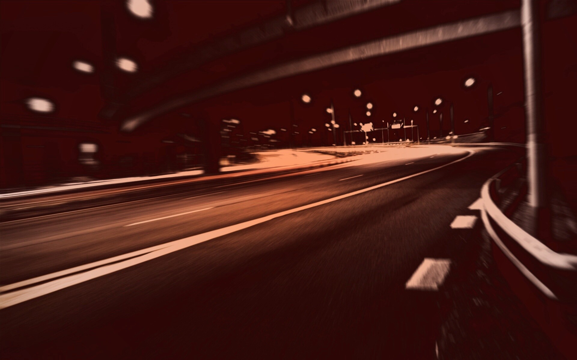 Дорога в ночном городе обои