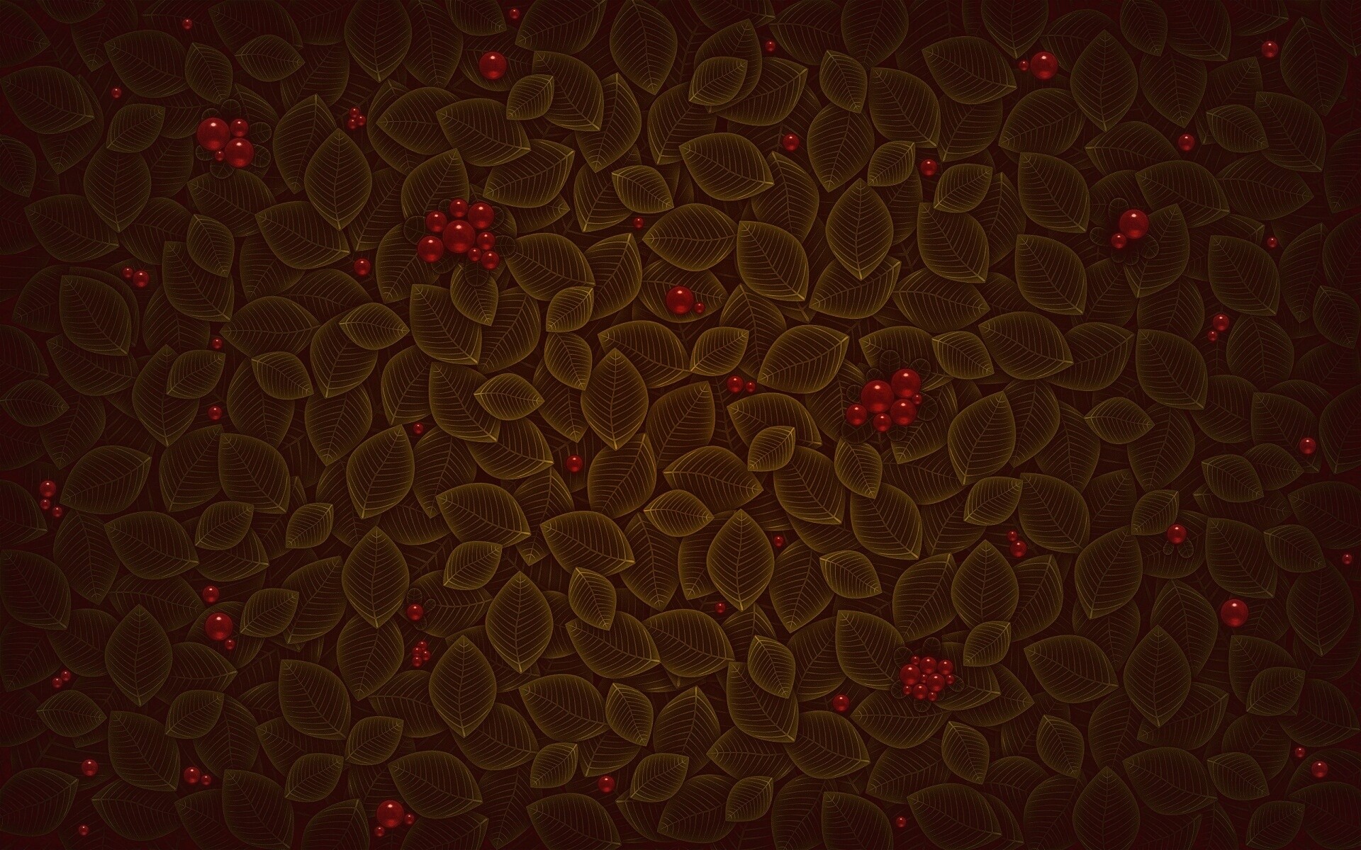 Векторные листья с ягодами обои