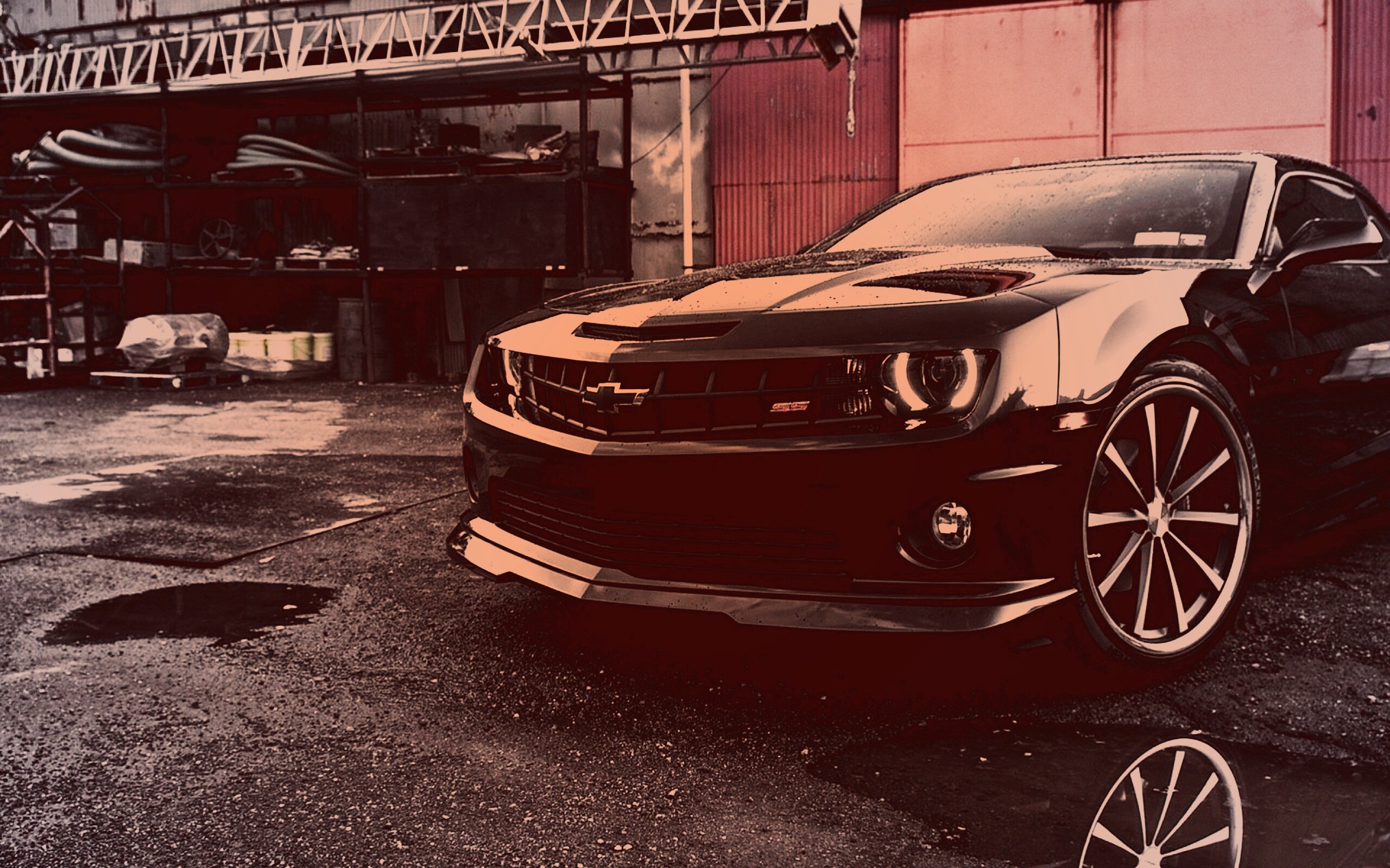 Черный шевроле камаро SS обои