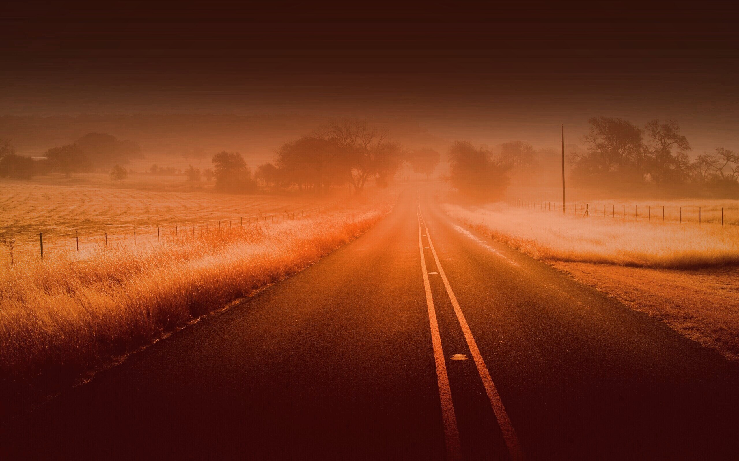 Туманная дорога обои