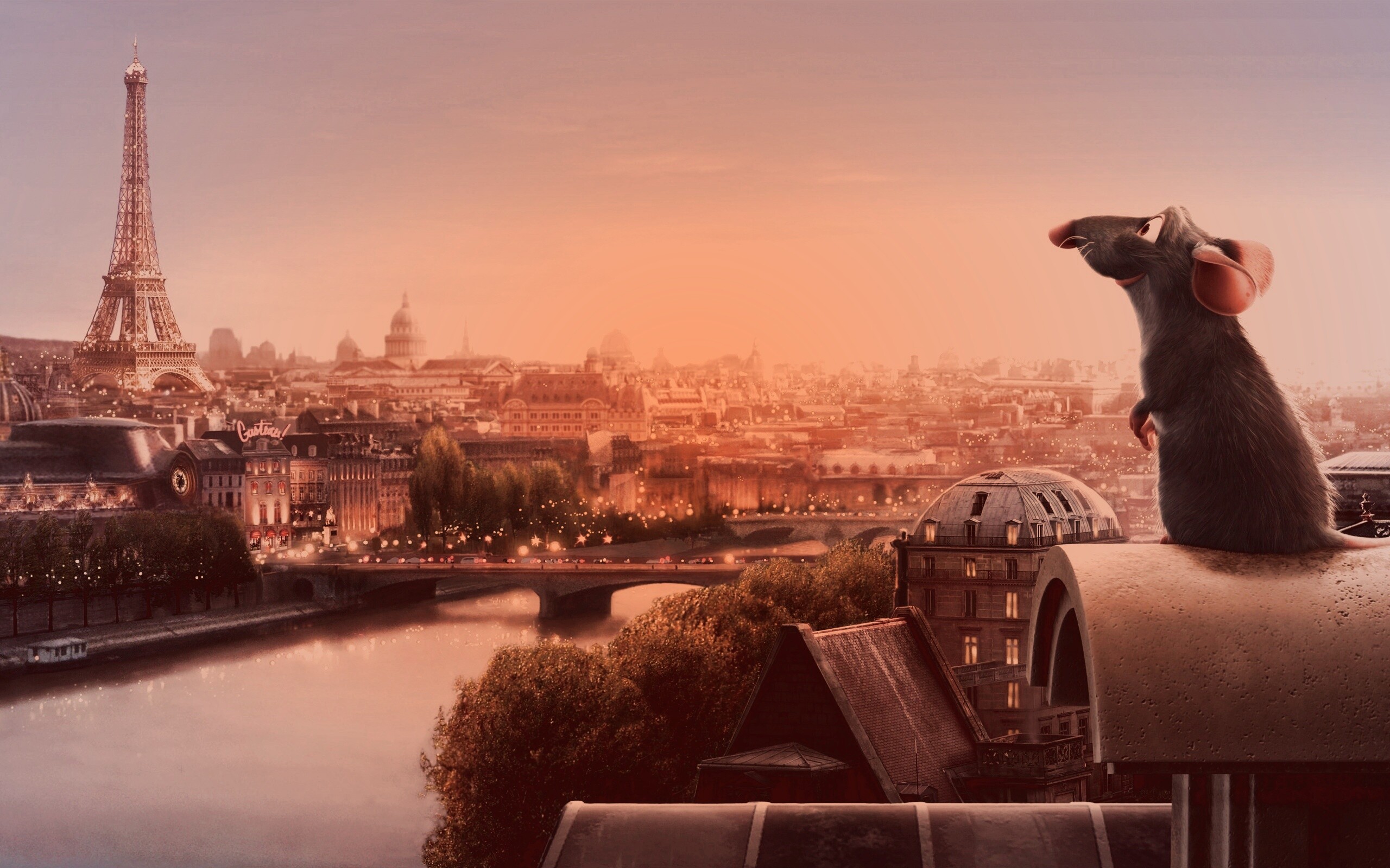 Рататуй на фоне Парижа обои