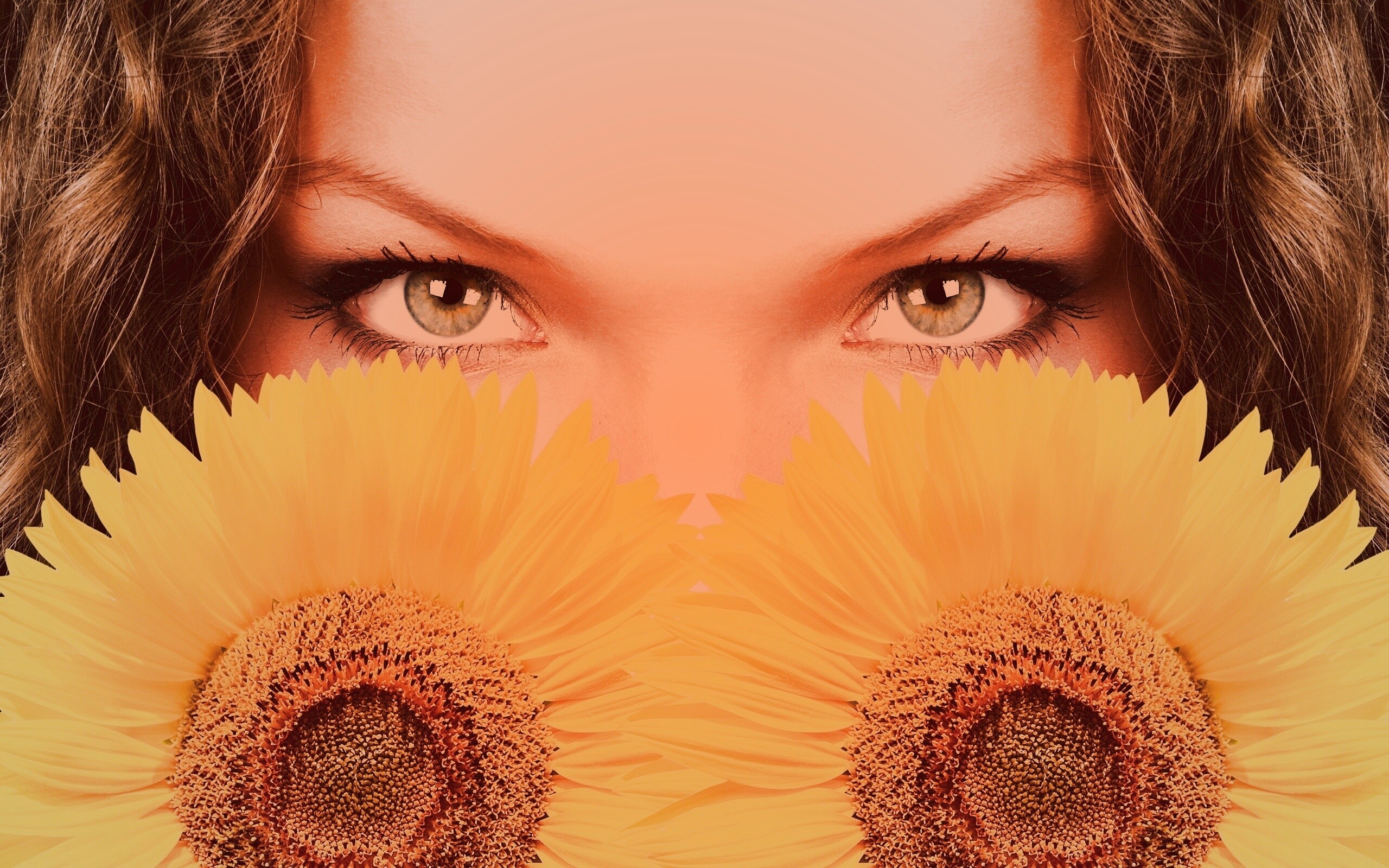 Девушка с желтыми ромашками обои