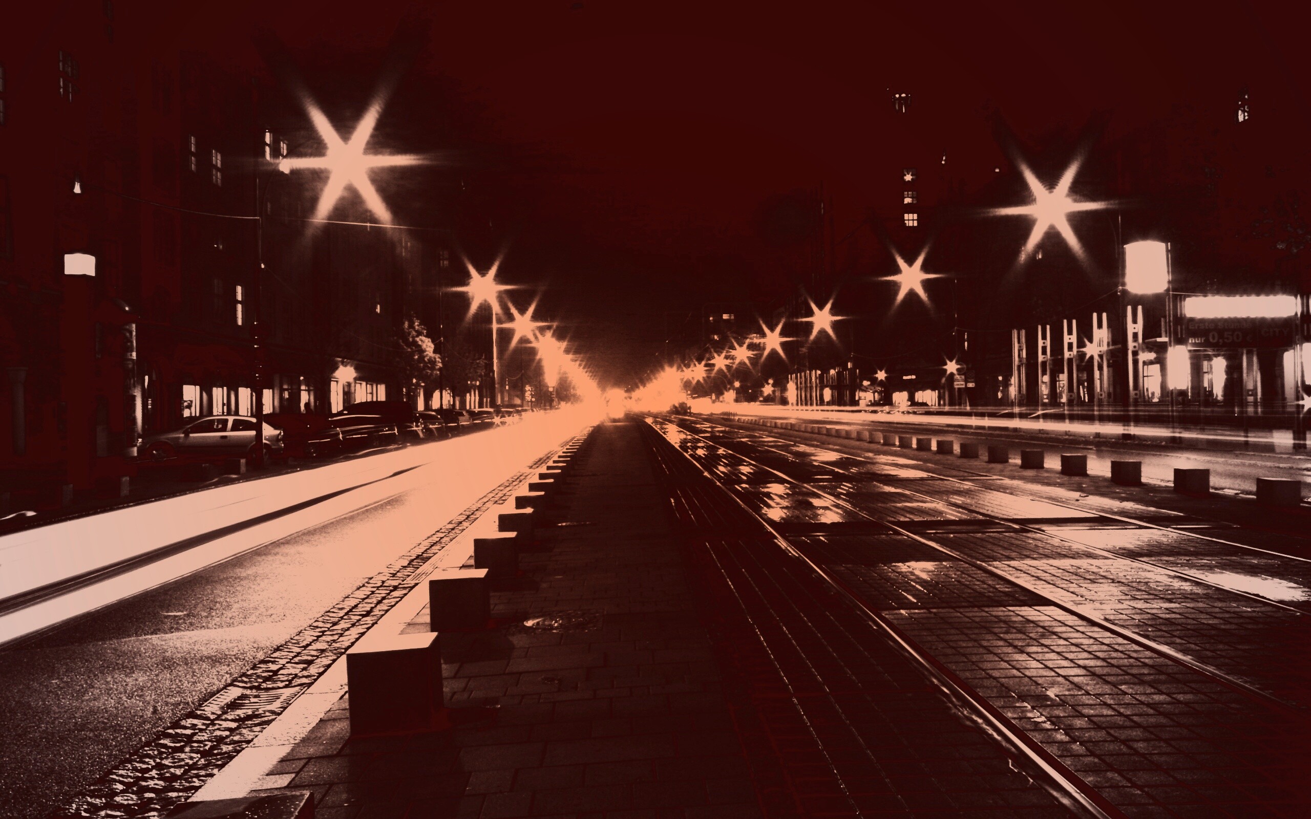 Мгновение на улице ночного города обои