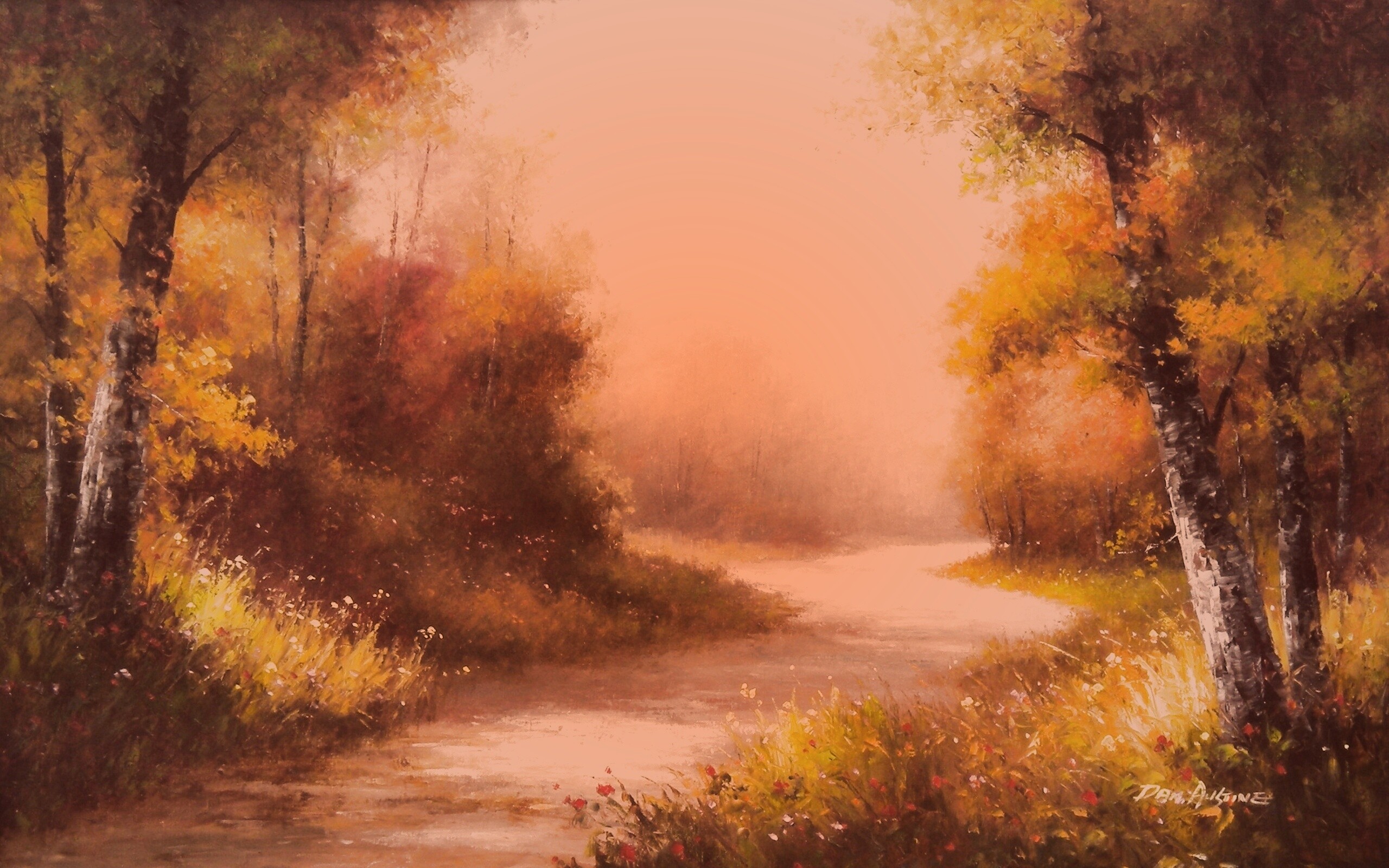 Рисунок лесной дороги обои