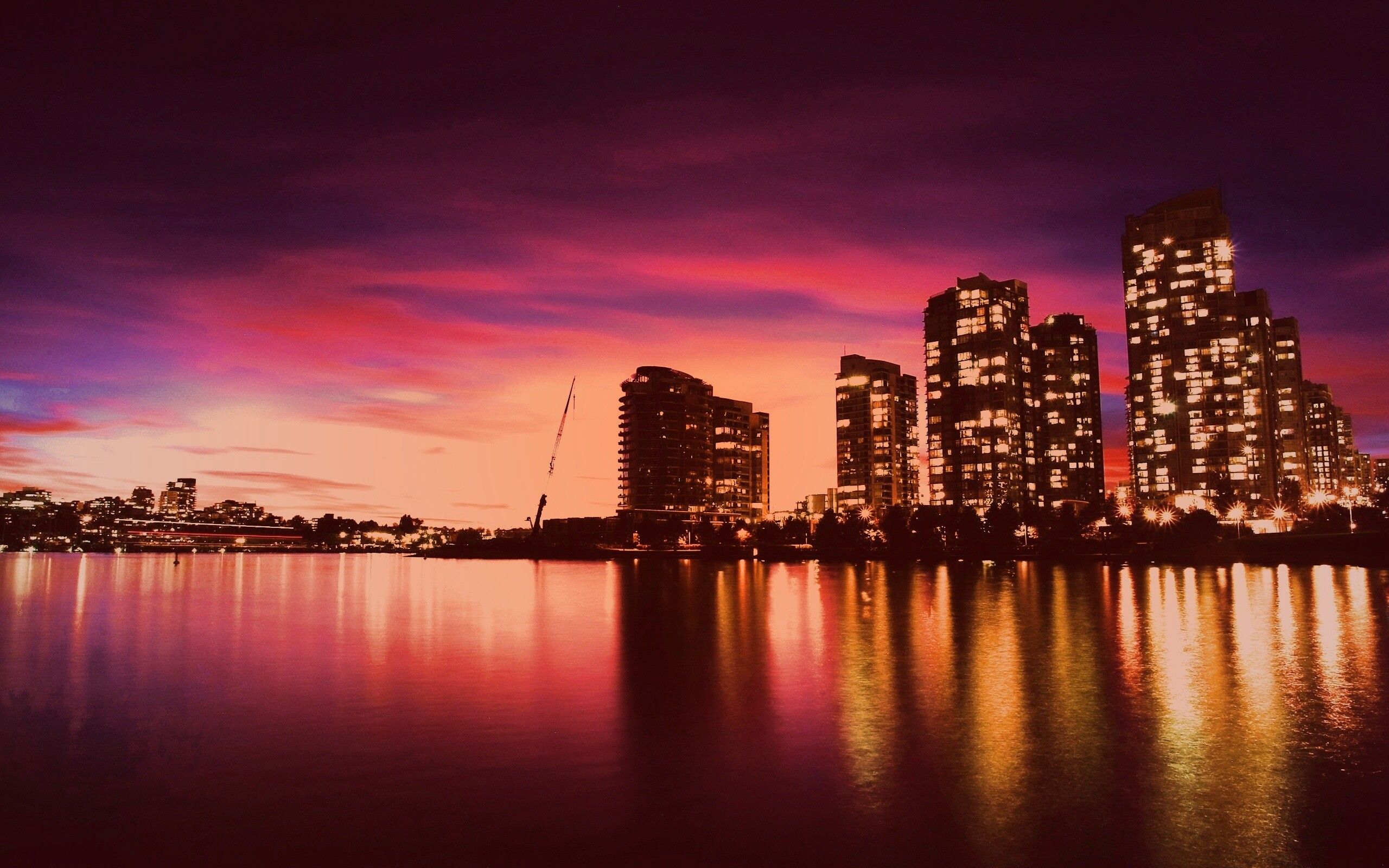 Фиолетовый закат в Ванкувере обои