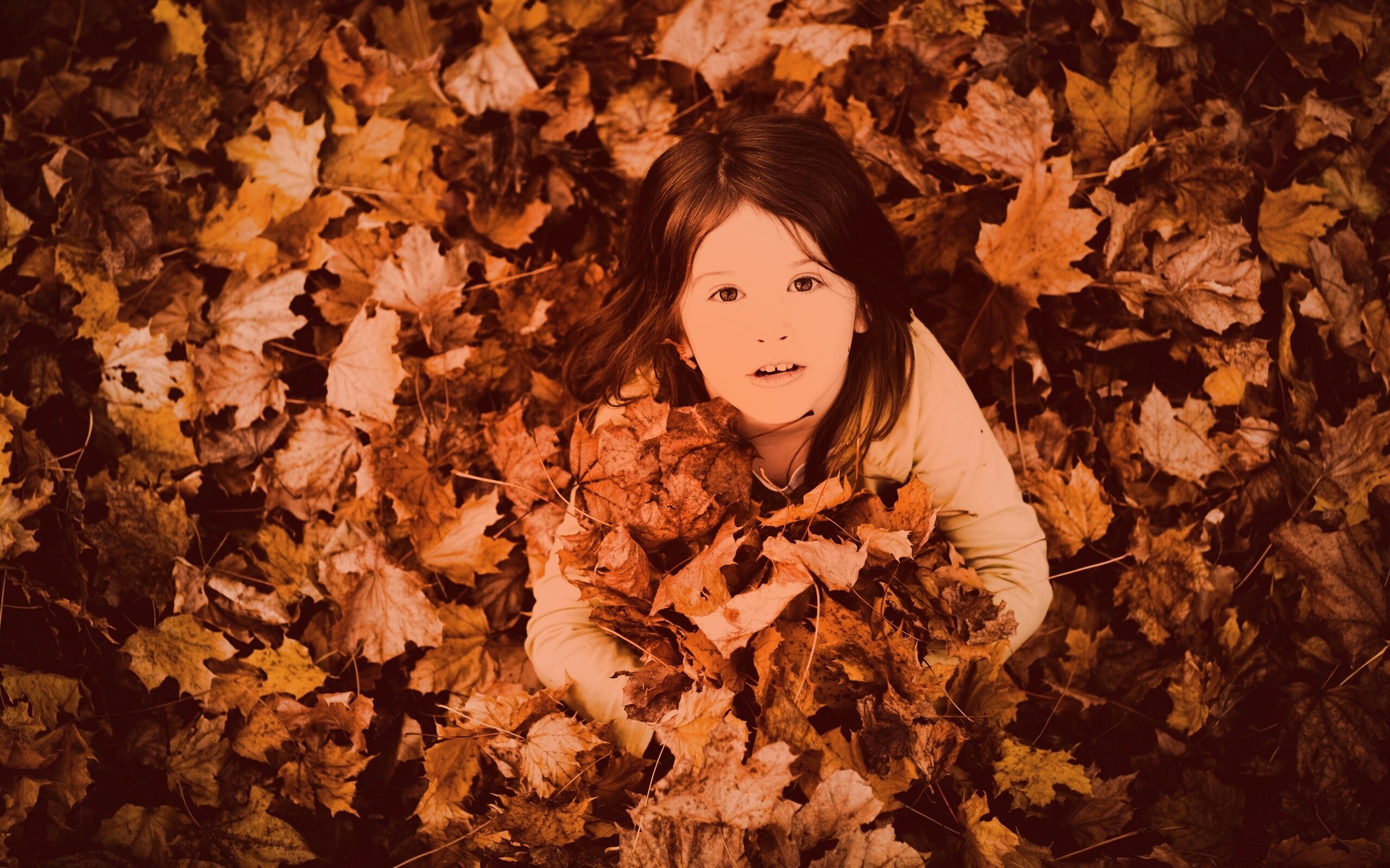 Девочка и осень обои