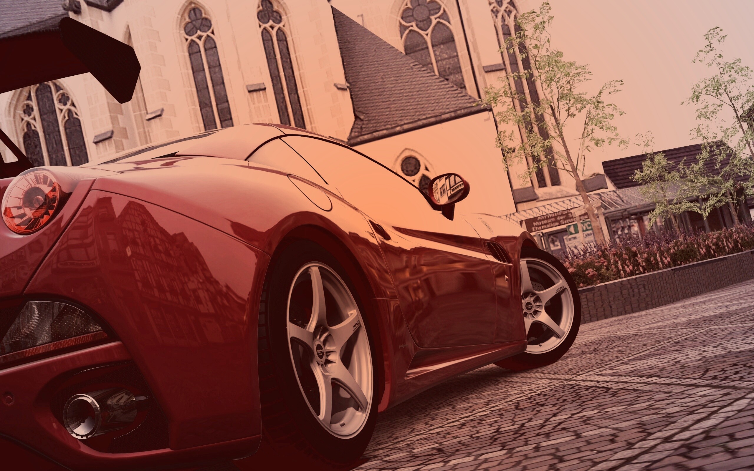 Ferrari на мостовой обои