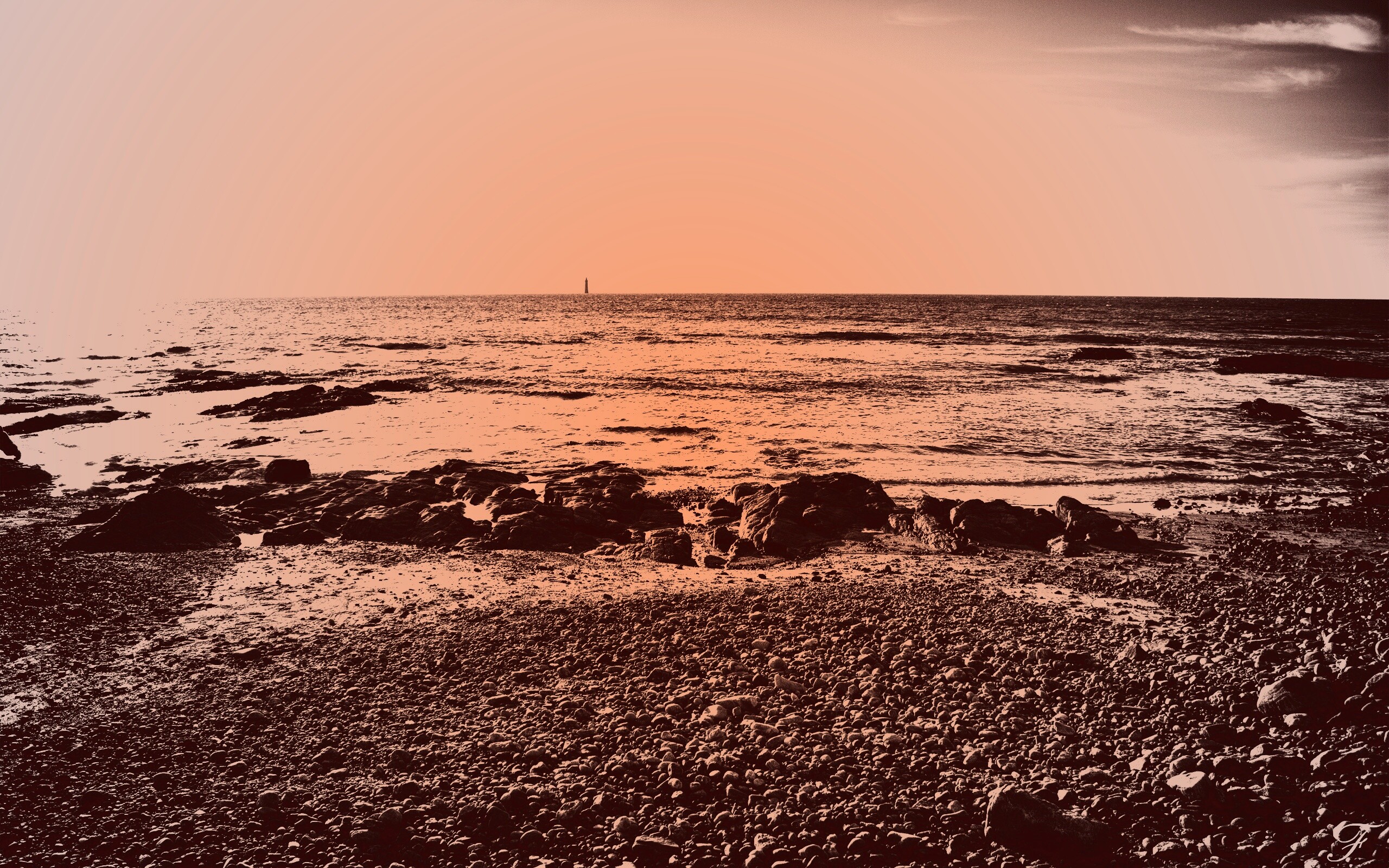 Чёрно-белое фото побережья обои