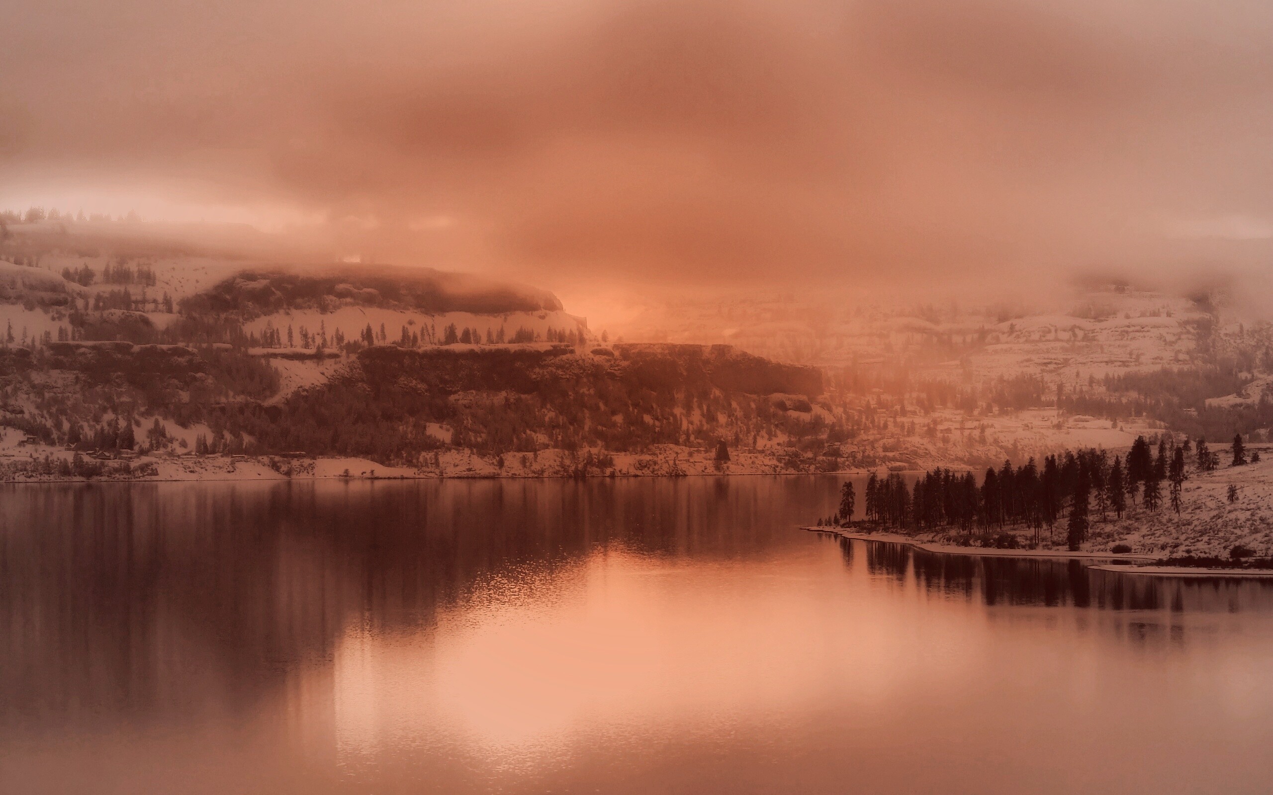 Озеро зимой обои