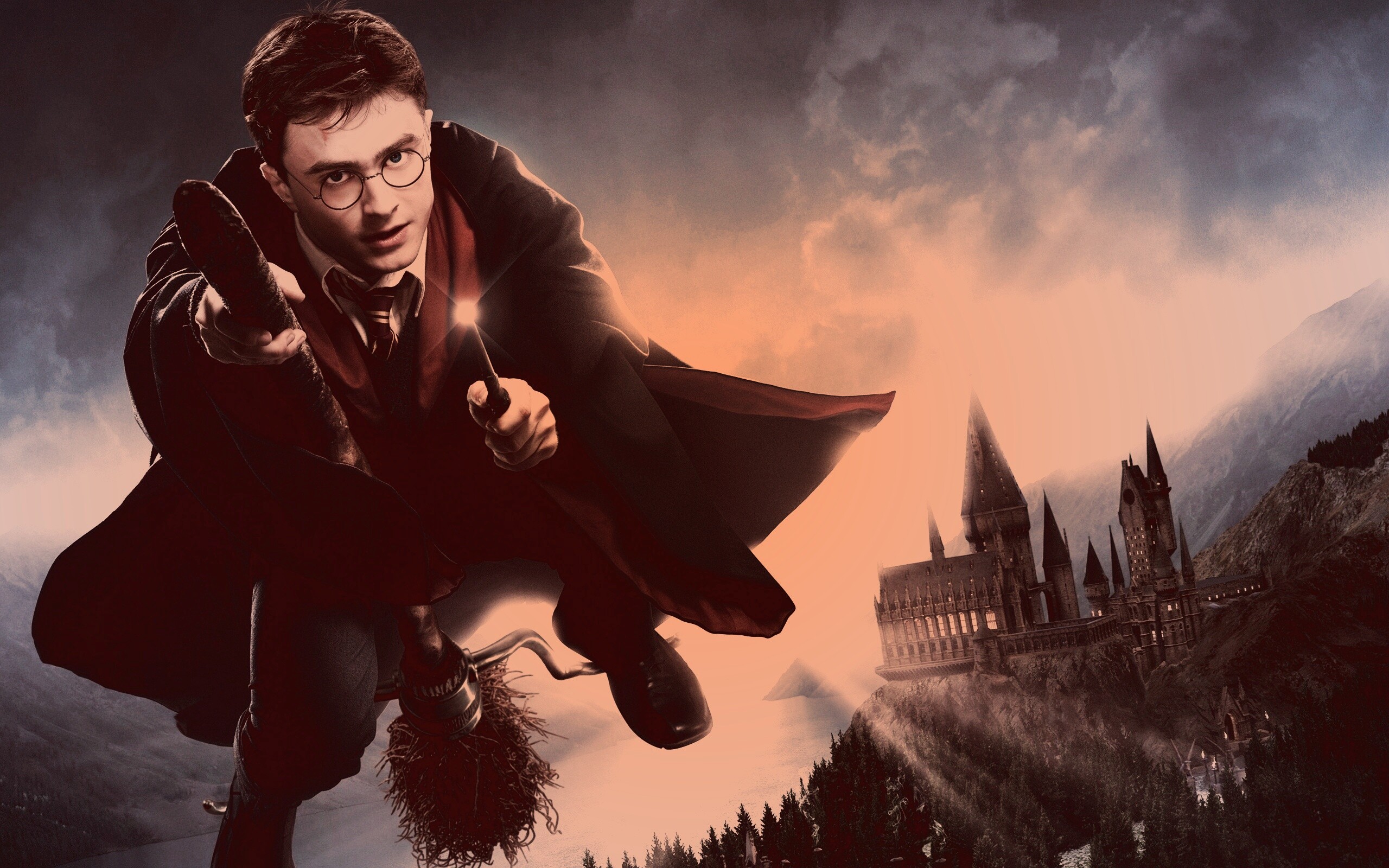 Гарри Поттер на метле обои