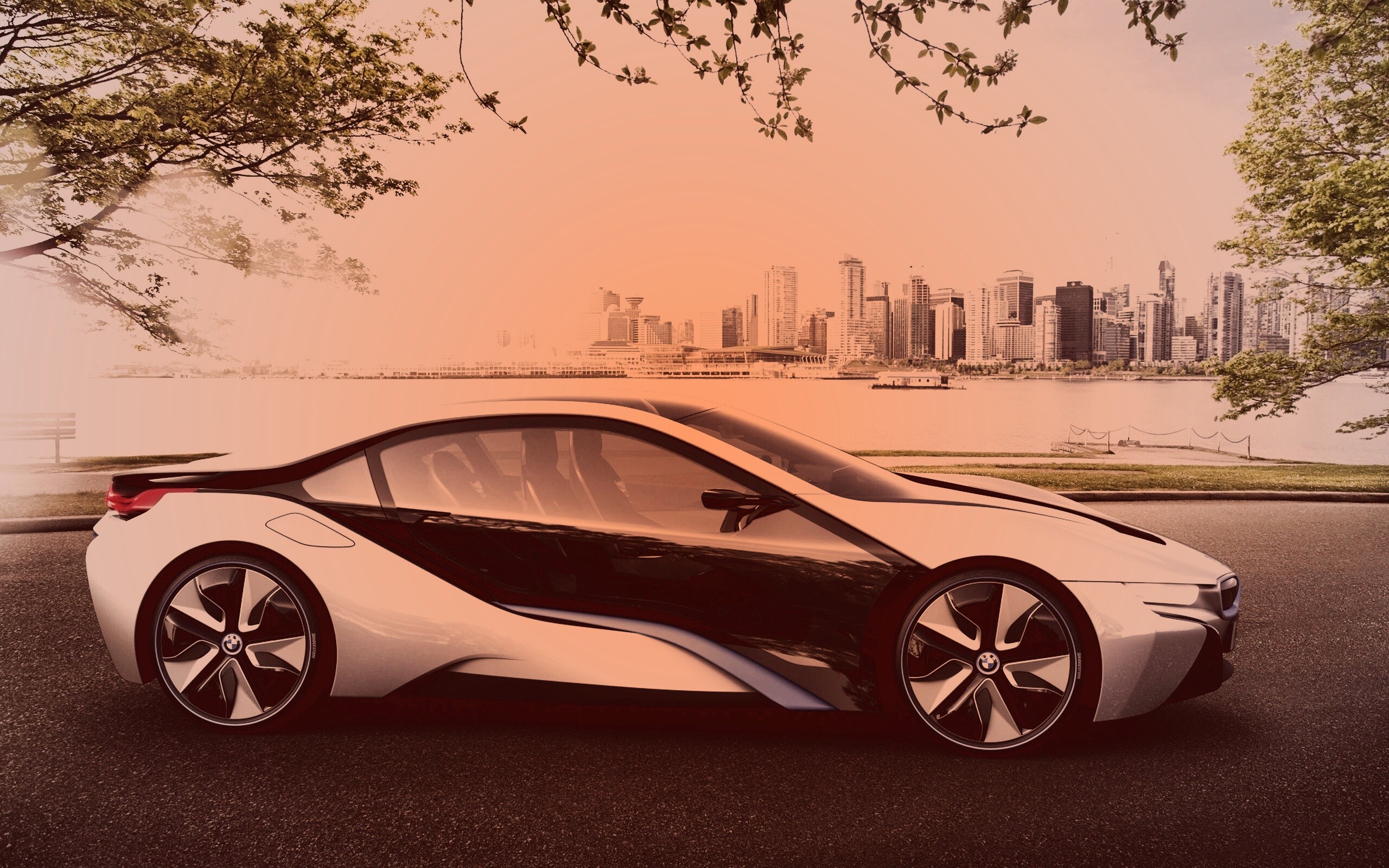 Концепт БМВ на берегу озера обои